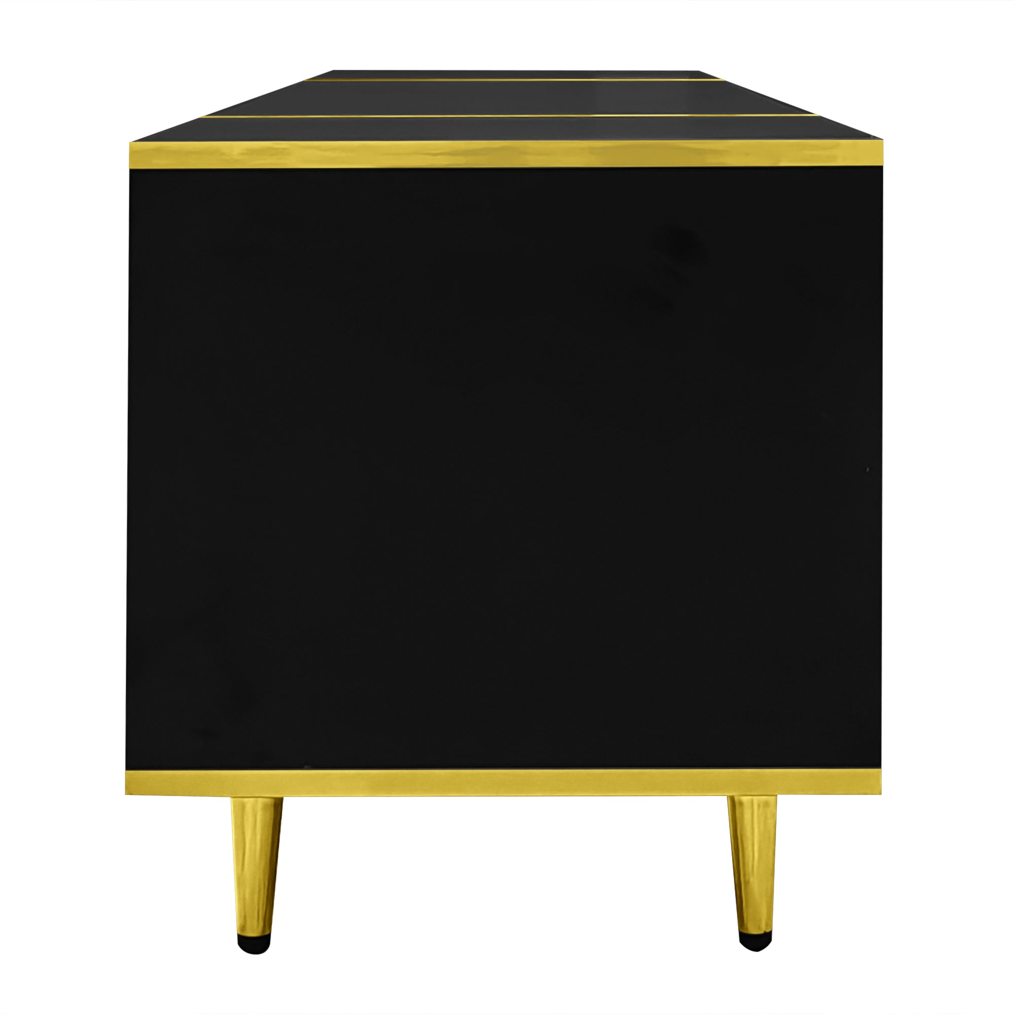 U-Can 70.9'' Modern TV Stand for TVs up to 80 Inches, Entertainment Center with 2 Shelves and  LED Lights, TV Storage Cabinet with 2 Drawers, 2 Cabinets and Metal Legs for Living room