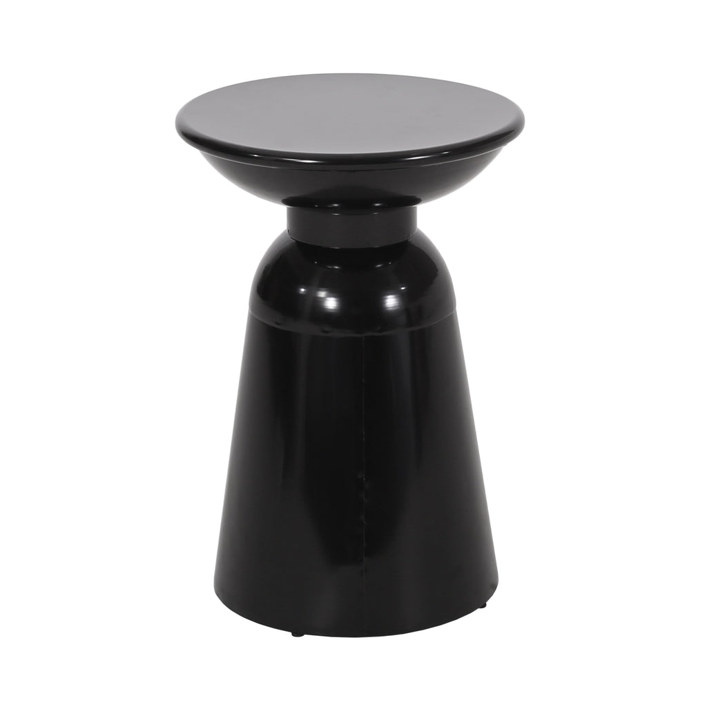 Serenita Outdoor Iron Side Tables with Flared Design, Set of 2 , Black