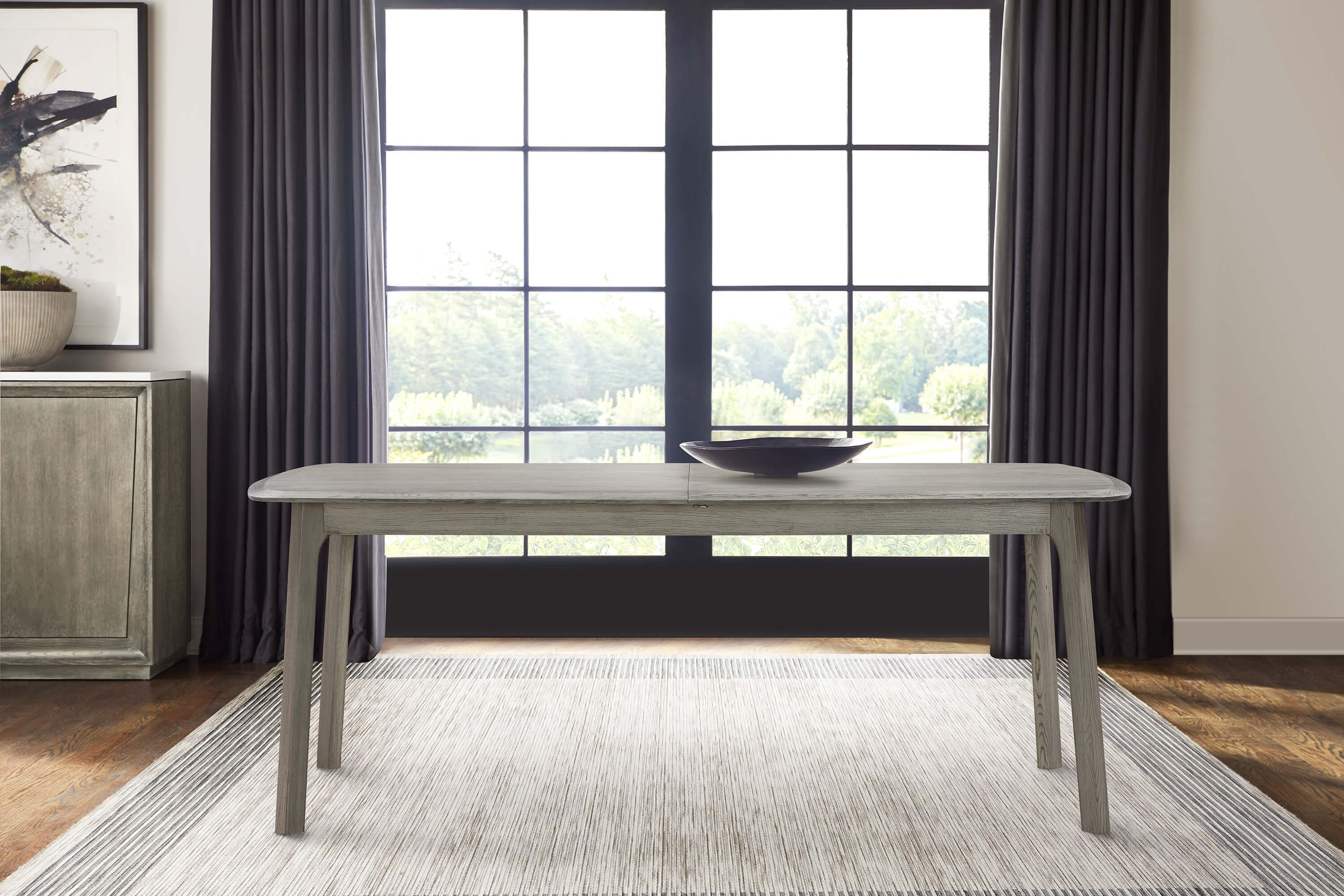 Holland Extendable Rectangle 98' Dining Table in Gray Oak