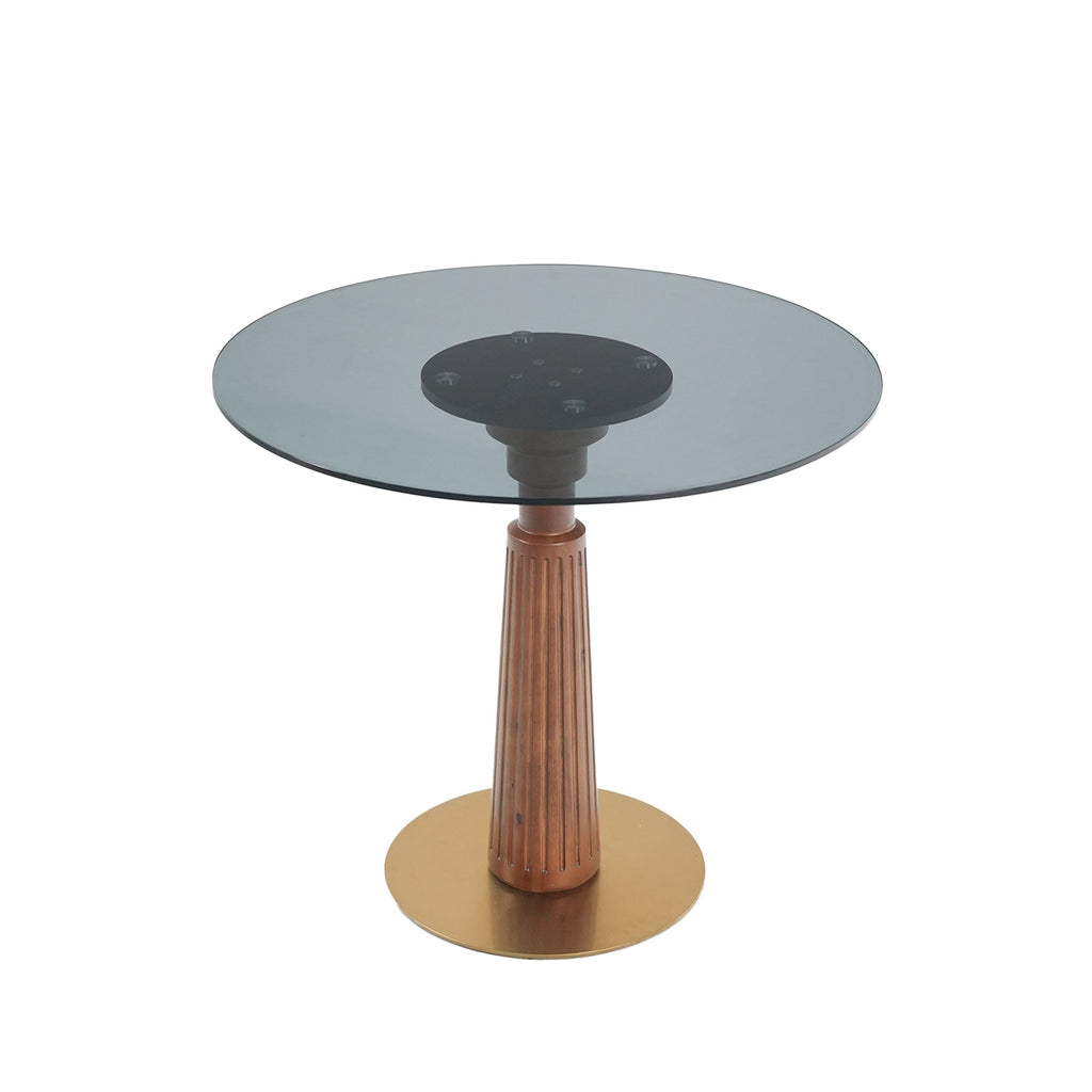 Modern Round Dining Table, 33.5' Tempered Glass Table with Wooden Leg & Gold Base, 2 - Person Kitchen Table for Small Space, 150lbs Weight Capacity(Only the Negotiation Table)