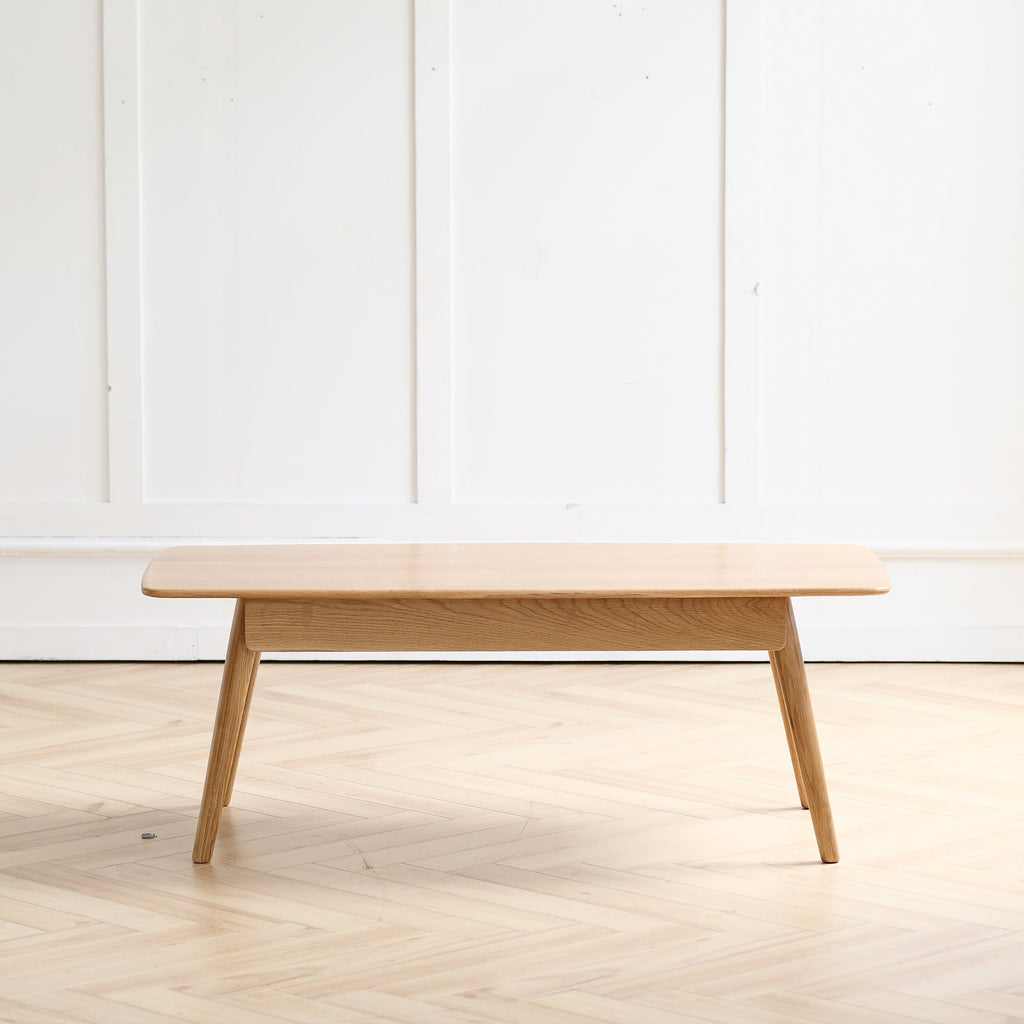 Solid Wood 2-Drawer Coffee Table Natural Oak 39.37 Inch