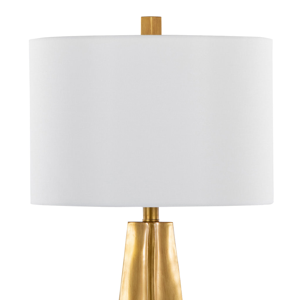 Pompeii 29' Contemporary Polyresin Table Lamp in Gold Polyresin and White Linen by LumiSource