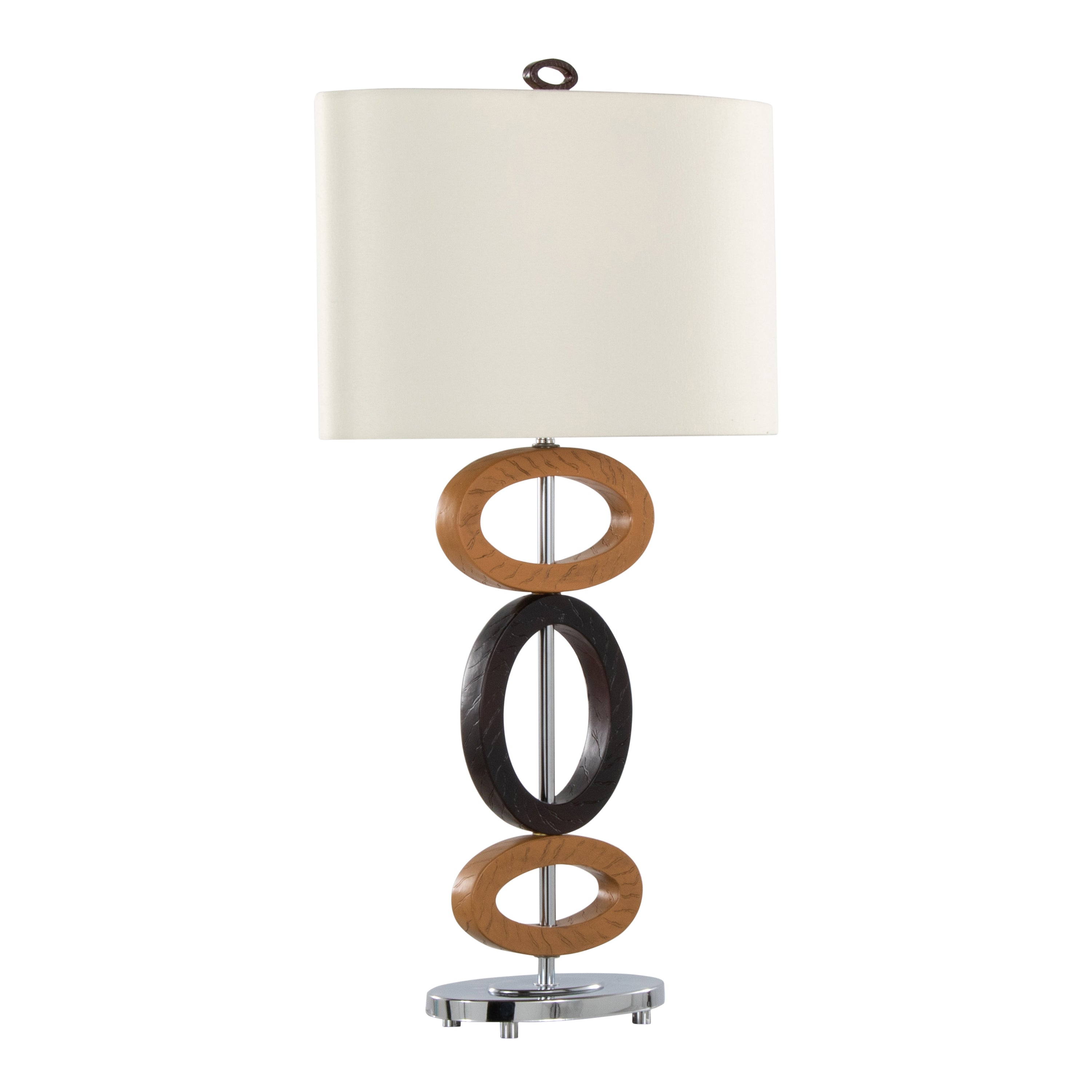 Hoops 29' Polyresin Table Lamp in Cedar Wood and Bronze Polyresin with Chrome Metal Accents and White Linen Shade from Grandview Gallery by LumiSource - Set of 2