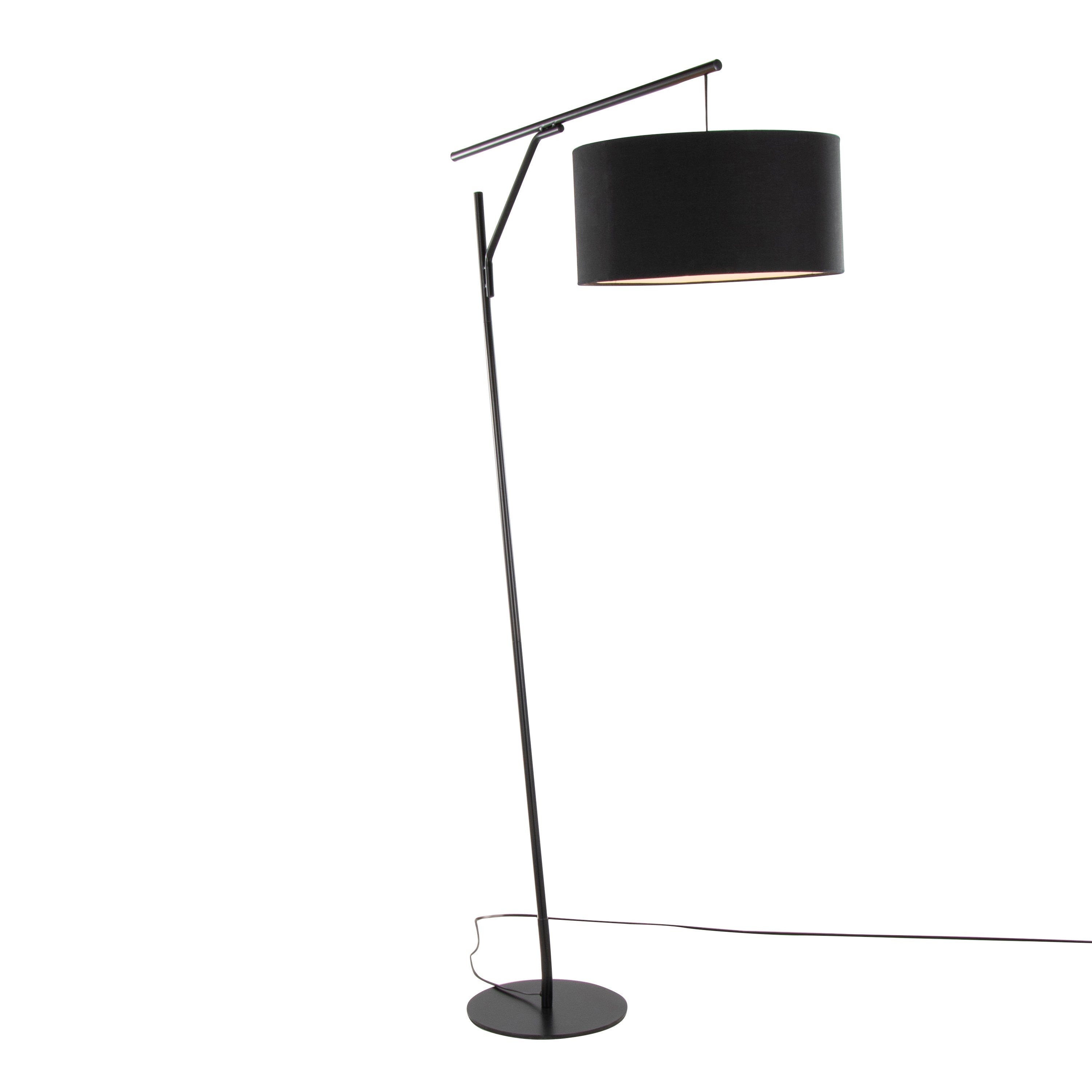 Daniella-Salon 70' Contemporary Floor Lamp in Black Metal with Black Linen Shade by LumiSource