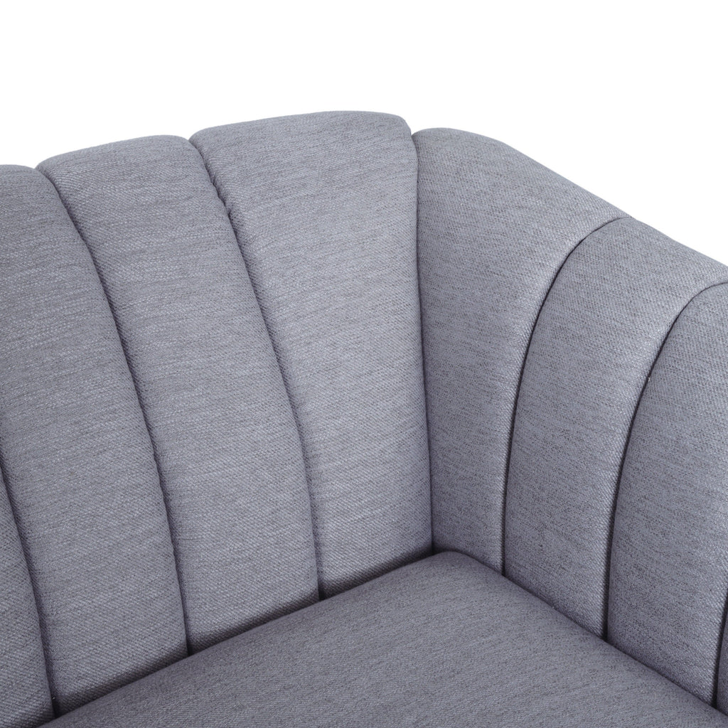 Contemporary 3-Seater Sofa with Plush Accents and Button Tufted Diamond Stitching in Grey Fabric