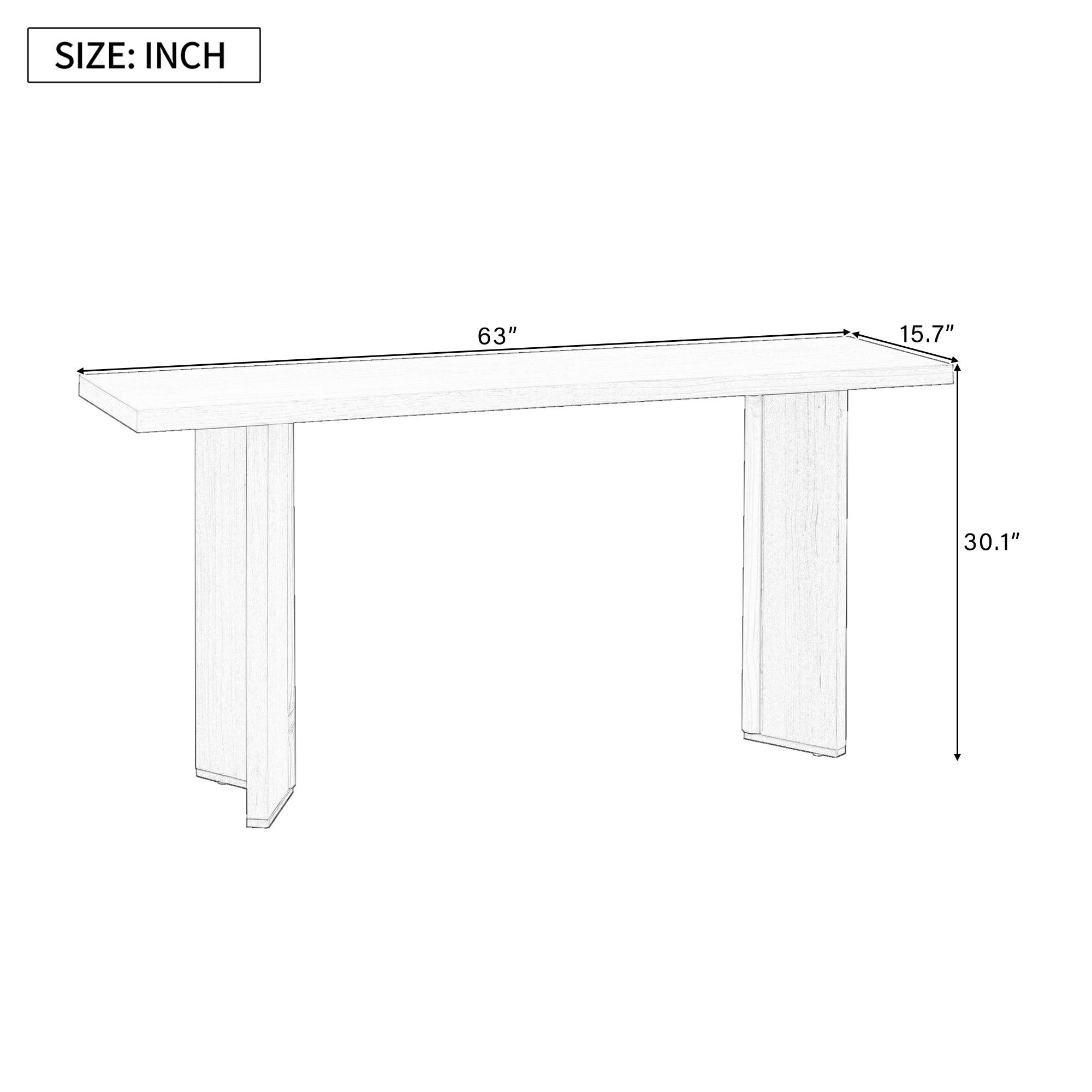 U_STYLE Stylish Console Table with Pine Veneer and Geometric Legs,Suitable for Living Room, Study and Dining Room