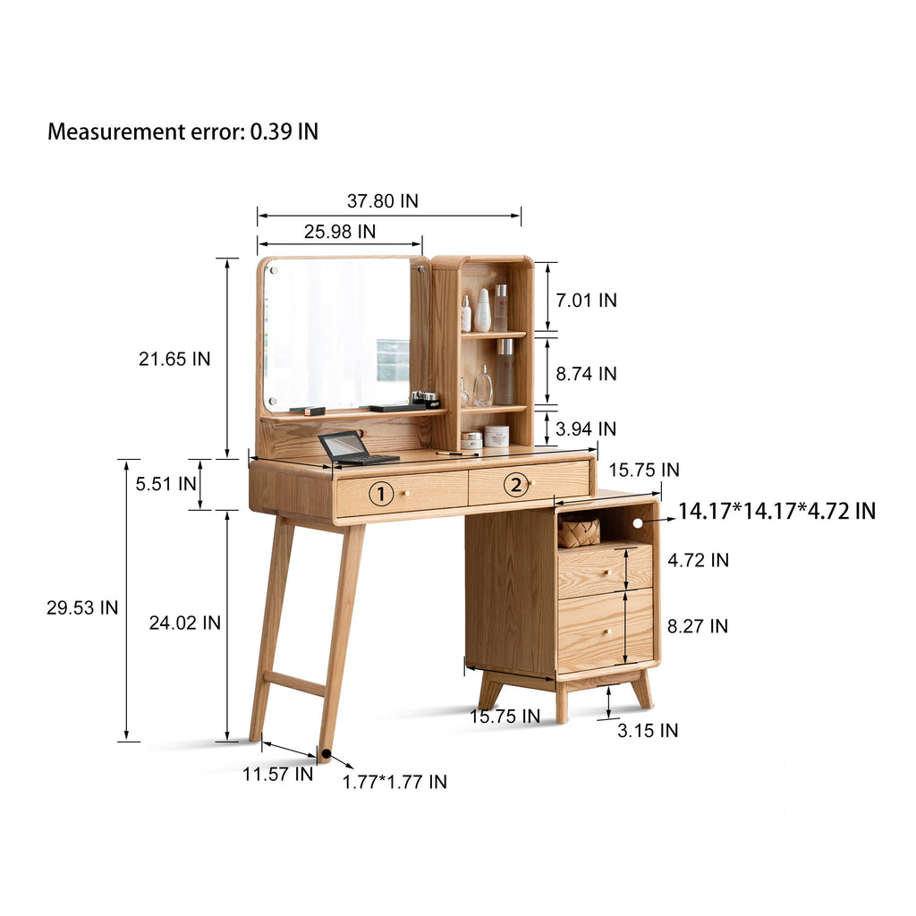 Dresser Table dresser 100% solid oak table table desk top table dresser compact dresser accessories storage width 90cm storage drawer natural wood natural