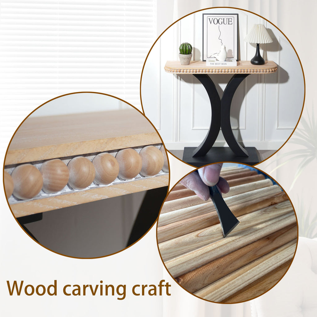 Wood Console Table, Elegant Half-Moon Console Table,35in Small Entryway Table, Thin Sofa Table, Side Table, Display Table, for Hallway, Bedroom, Living Room, Foyer