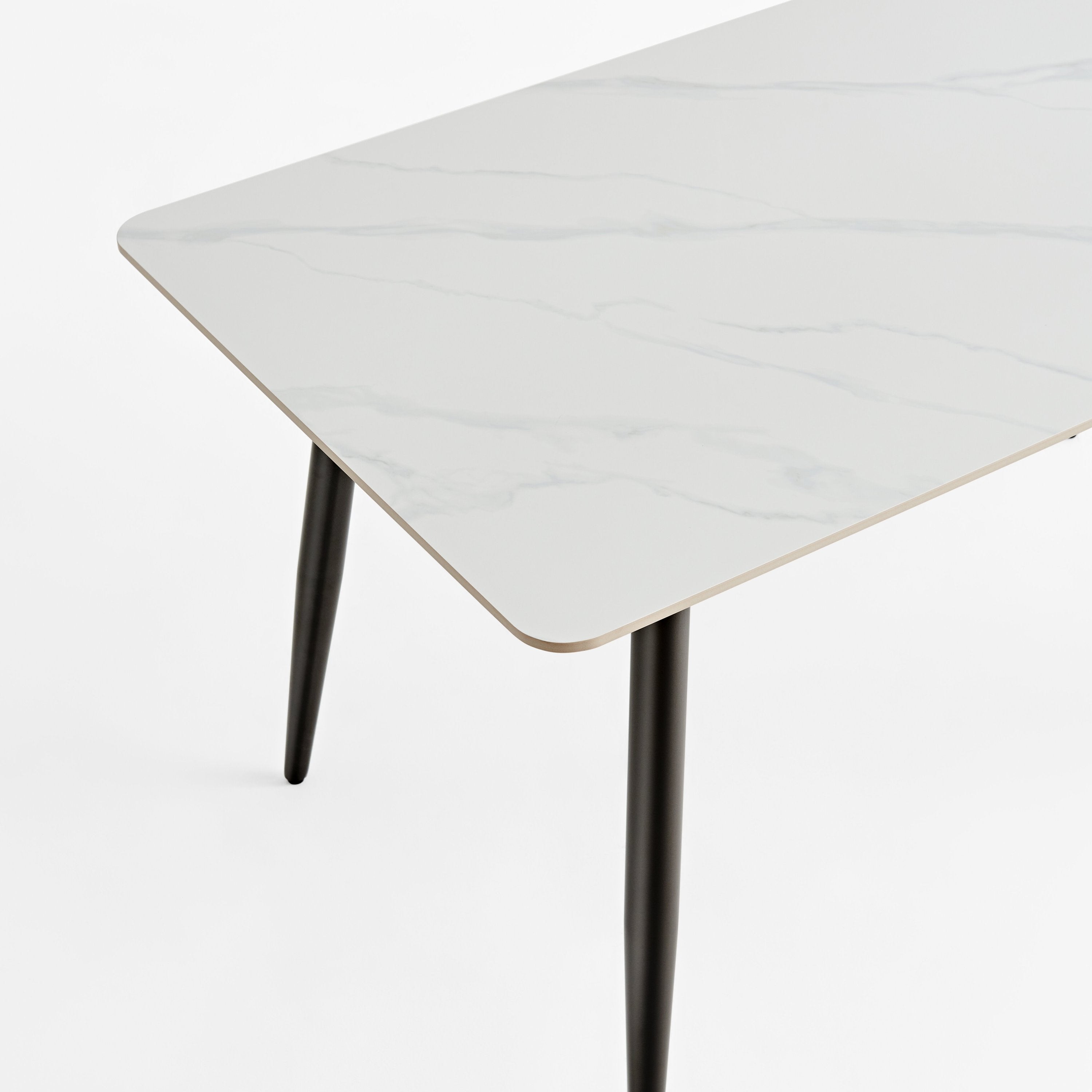 Large Rectangular Table with Strong Metal Base Modern Stone Dining Table For Kitchen 1.6m