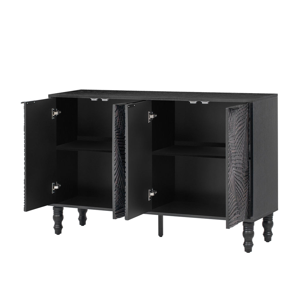 U-Can 47.2'' Modern TV Stand, Entertainment Center Media Console with 2 Spacious Storage Space, Solid Wood Legs and Anti-tip Device For Living room, Up to 43''