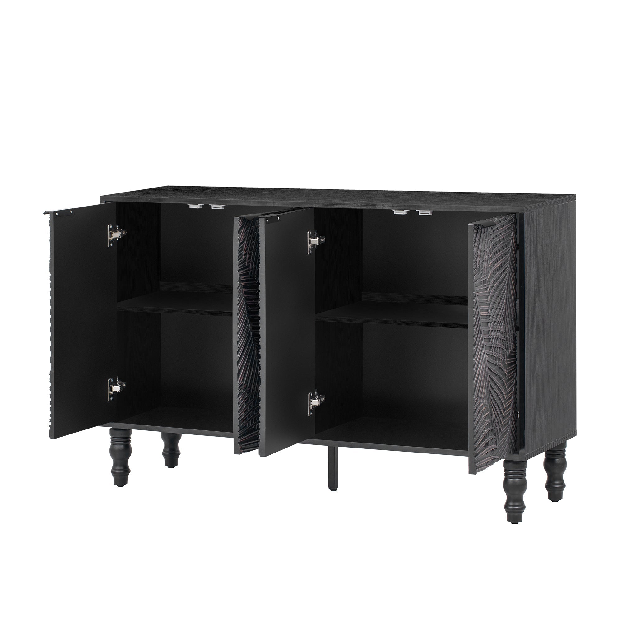 U-Can 47.2'' Modern TV Stand, Entertainment Center Media Console with 2 Spacious Storage Space, Solid Wood Legs and Anti-tip Device For Living room, Up to 43''