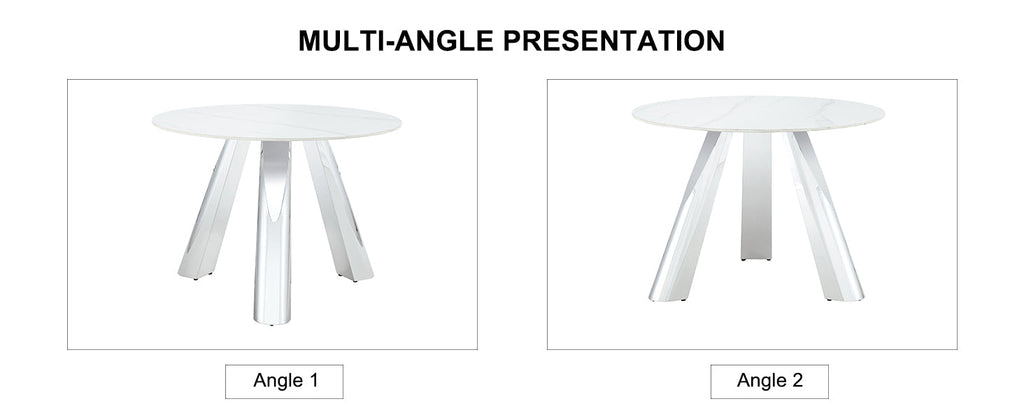 42' Luxury Sintered Stone Table: 0.45' Durable Top + 6' Steel Legs, 350lb Capacity, Stain/Heat-Resistant White/Gray Veined Surface - Modern Minimalist Design