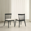 Set of 2 Dining Side Chairs, Solid Wood Frame, Rustic Farmhouse Style, Easy Assembly