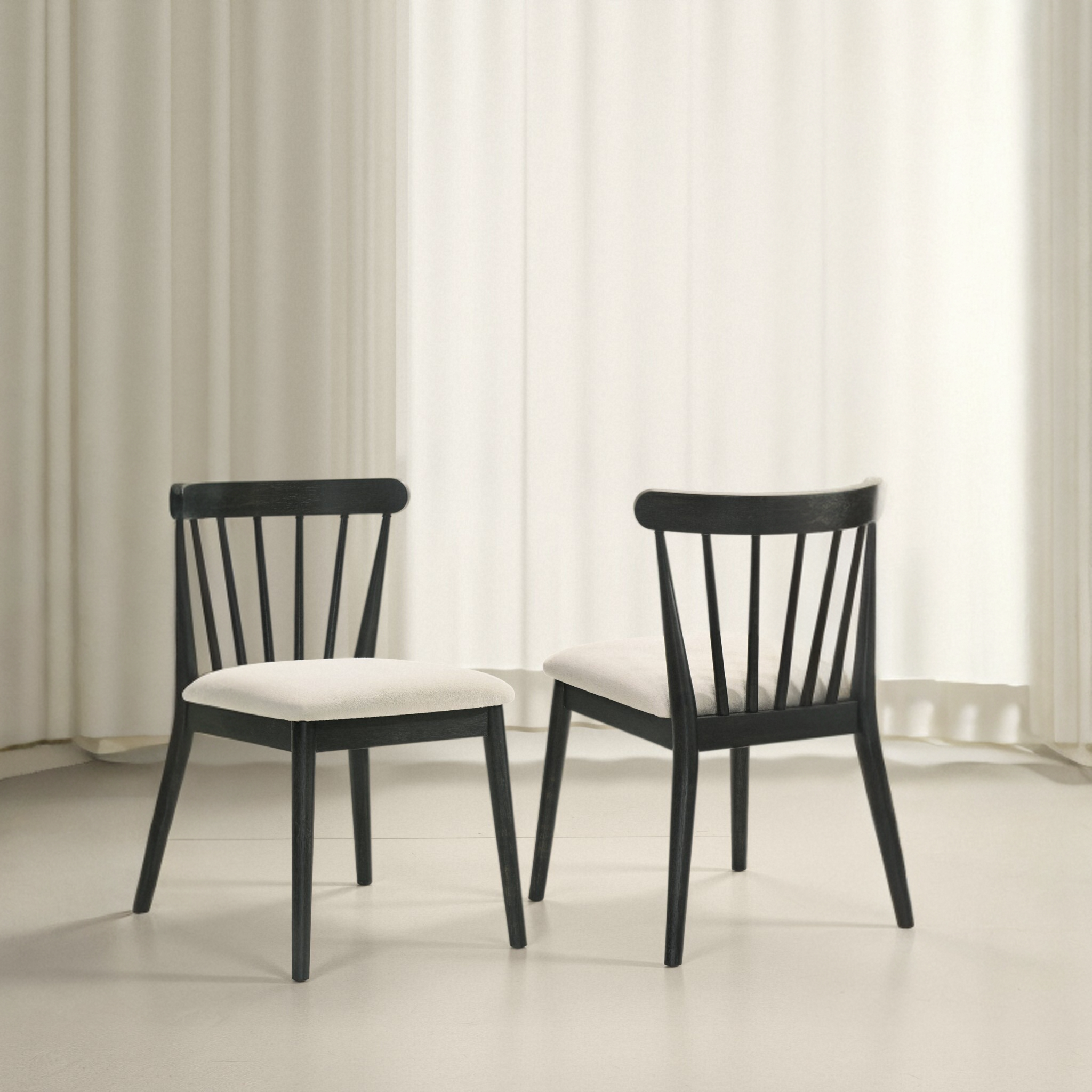 Set of 2 Dining Side Chairs, Solid Wood Frame, Rustic Farmhouse Style, Easy Assembly