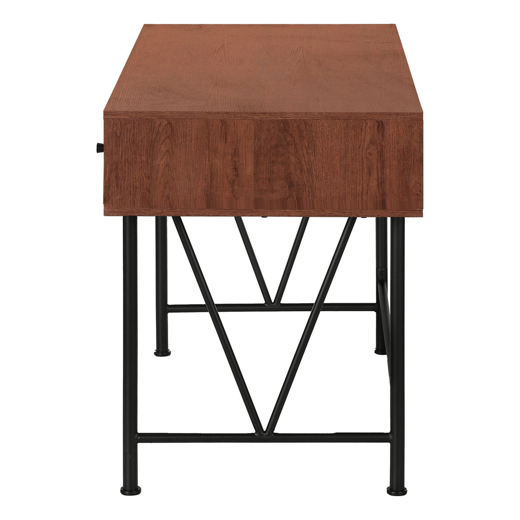 Computer Desk, Home Office, Laptop, Storage Drawers, 48'l, Work, Brown Laminate, Black Metal, Transitional
