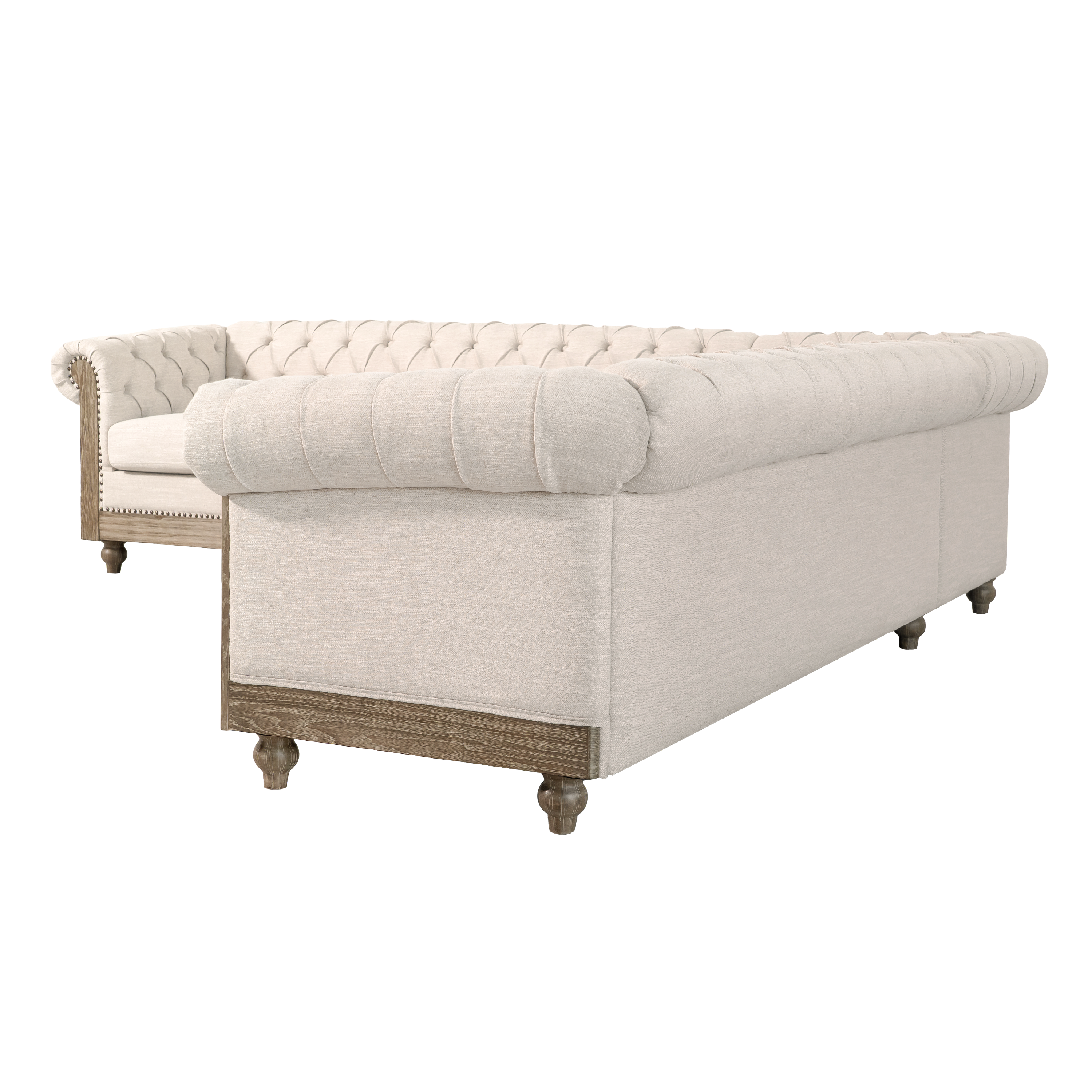 Mirod Comfy Large Sectional Sofa with Wooden Legs, Retro Style for Living Room