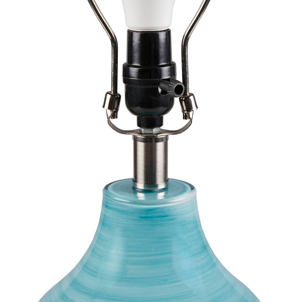 Blue Aqua Swirl Blown Glass Table Lamp Aqua See below