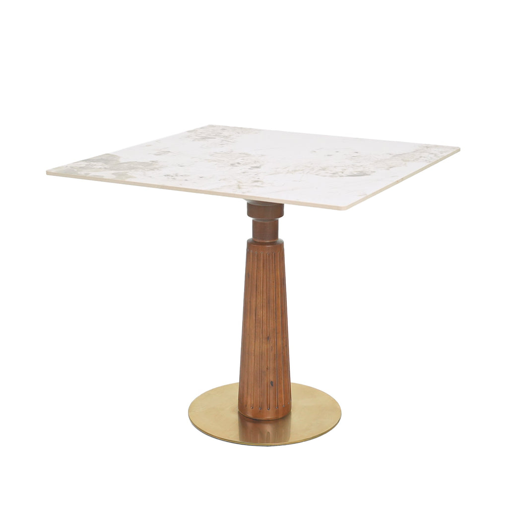Modern Square Dining Table, 33.5' Sintered Stone Table with Wooden Leg & Gold Base, 2 - Person Kitchen Table for Small Space, 150lbs Weight Capacity(Only the Negotiation Table)