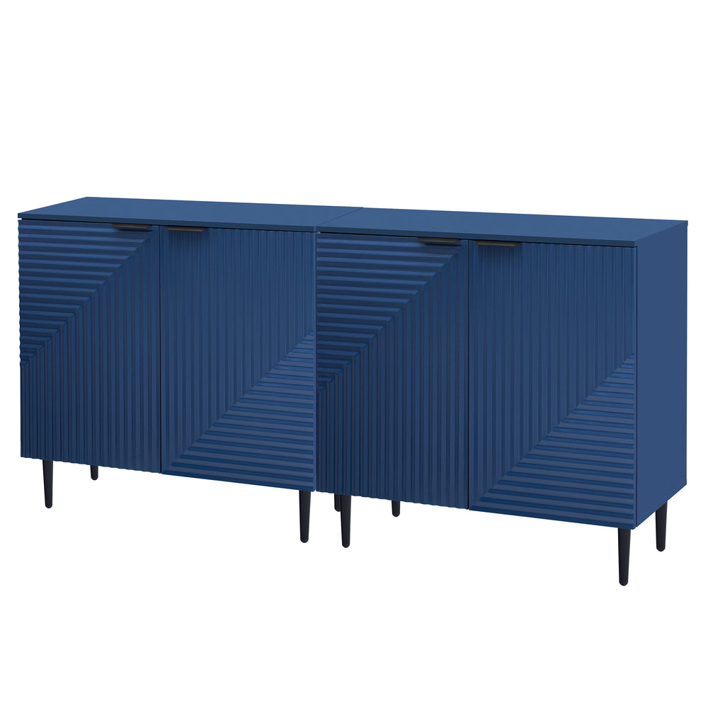 Mirod Set of 2 Modern Minimalist Side Cabinets,Versatile Storage Solution,Adjustable Shelves,Stylish Geometric Door Design,Perfect as TV Stand