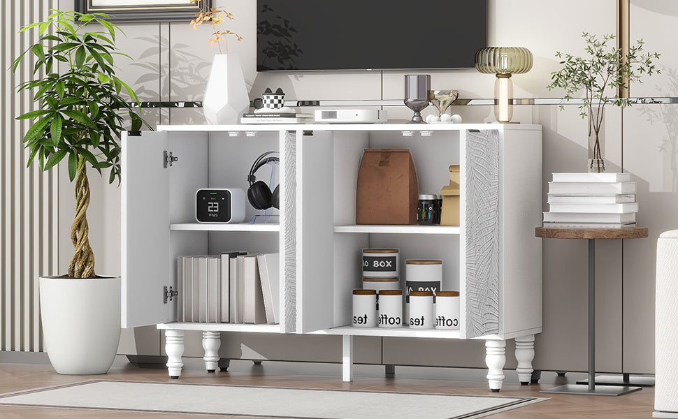 U-Can 47.2'' Modern TV Stand, Entertainment Center Media Console with 2 Spacious Storage Space, Solid Wood Legs and Anti-tip Device For Living room, Up to 43''