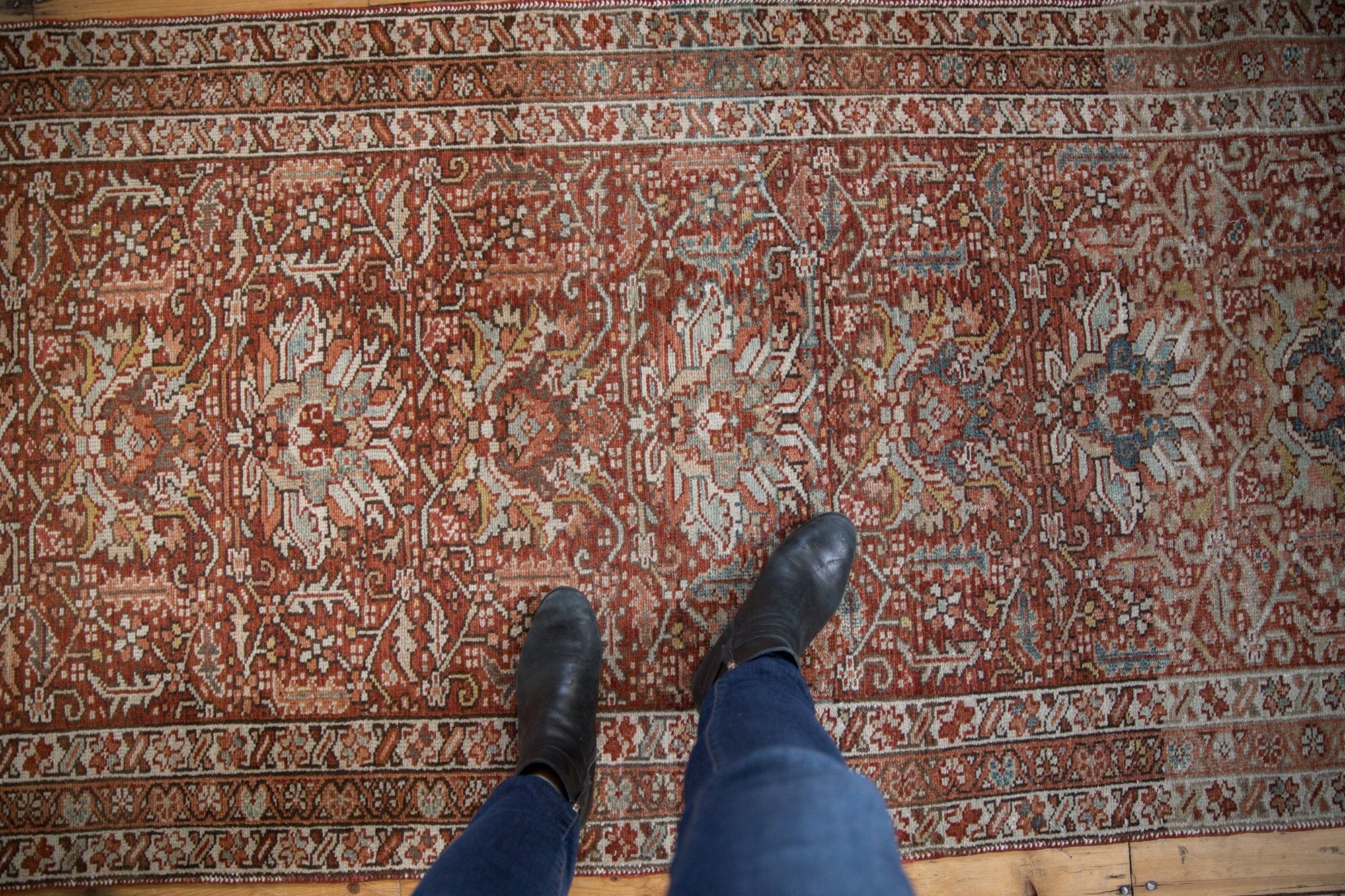 3.5x11 Vintage Distressed Karaja Rug Runner