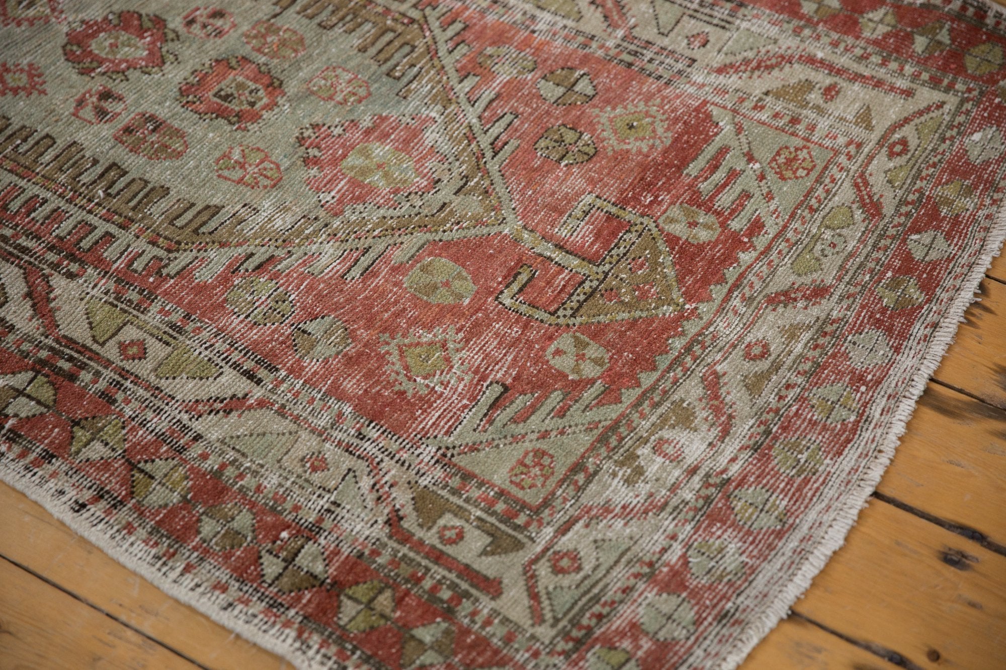 3.5x11 Vintage Distressed Heriz Rug Runner
