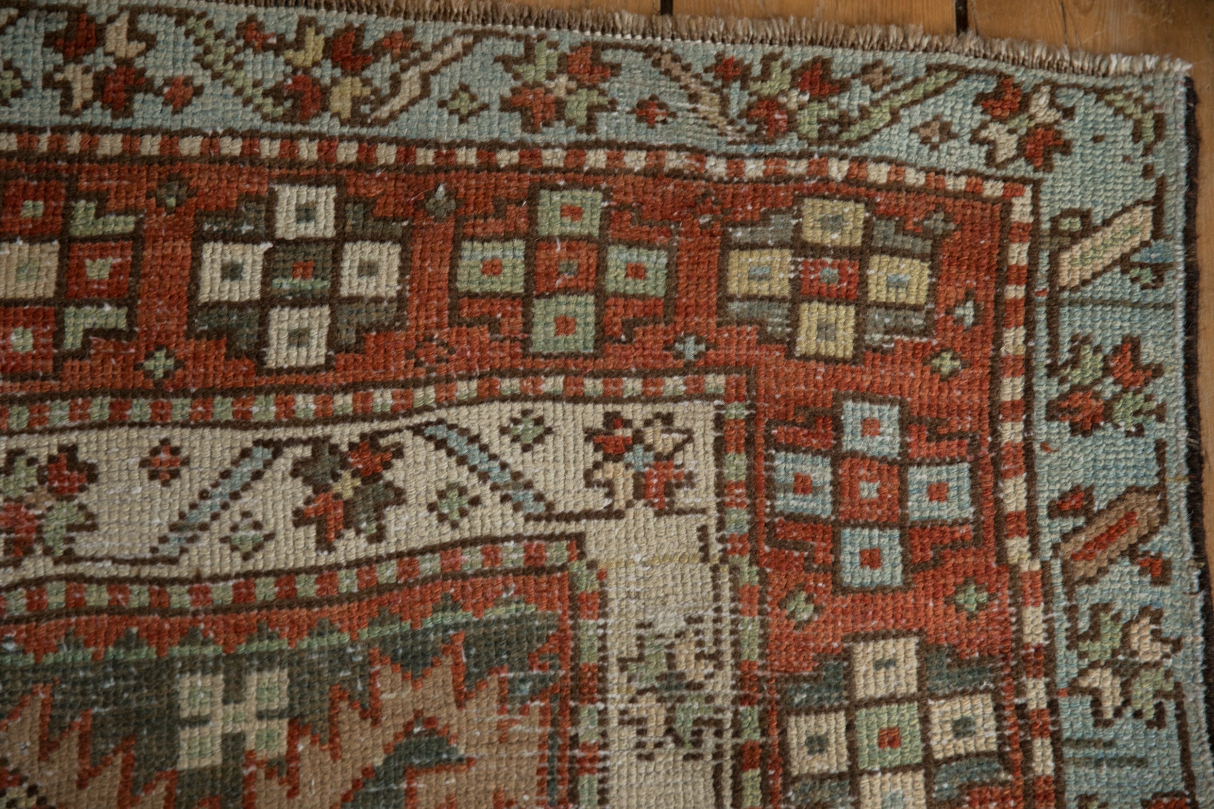 3.5x12.5 Vintage Distressed Karaja Rug Runner