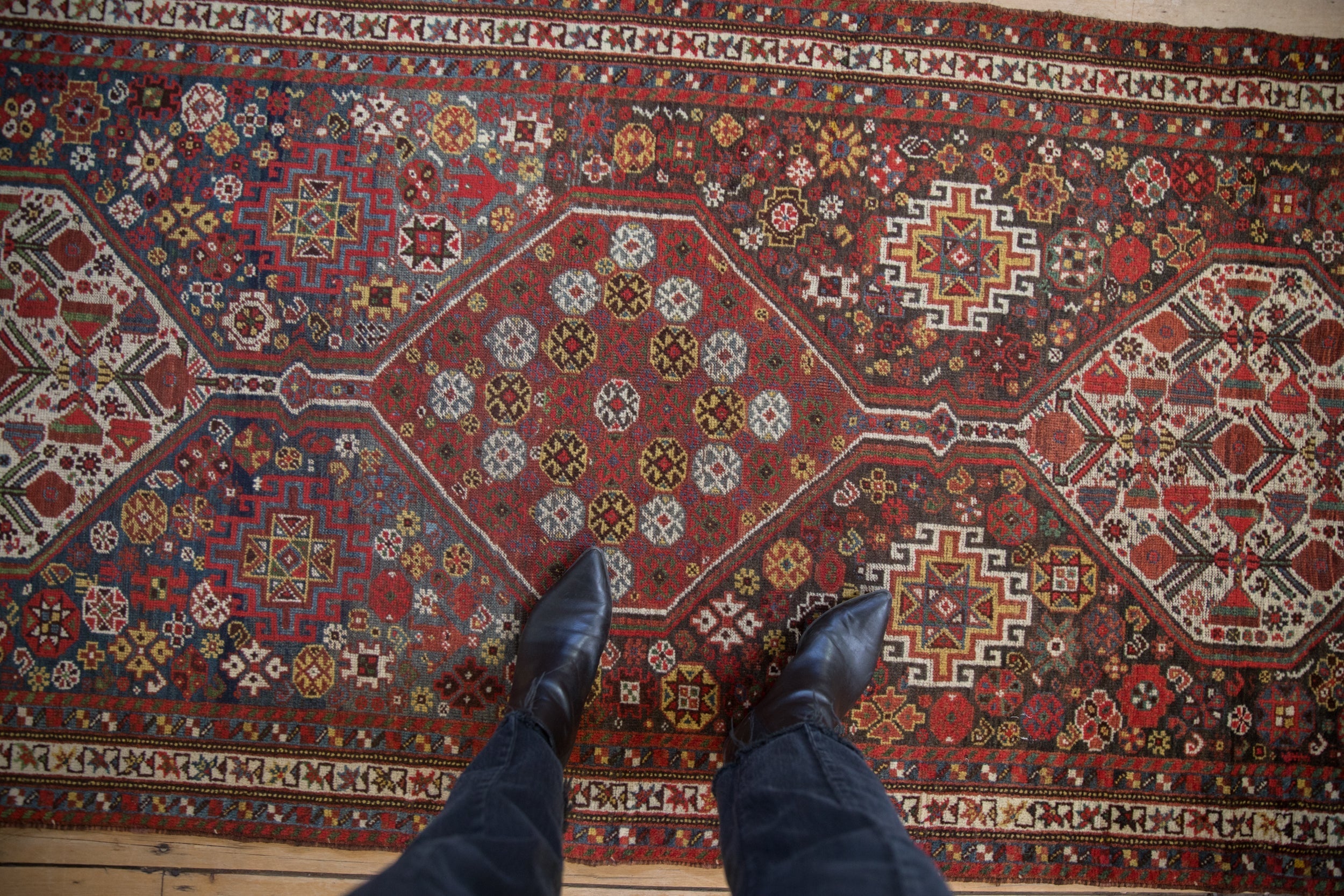 3.5x15 Antique Qashqai Rug Runner