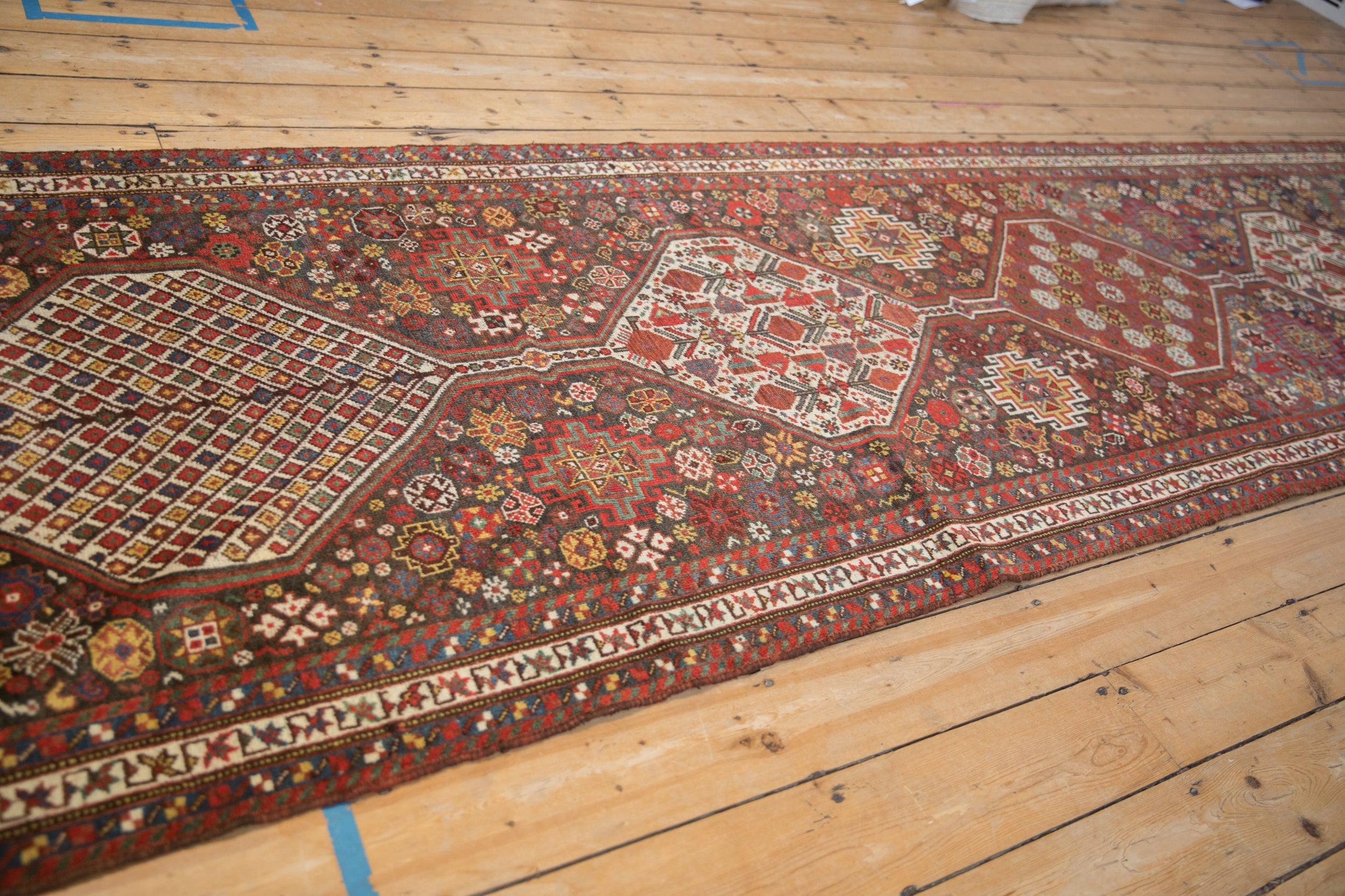 3.5x15 Antique Qashqai Rug Runner
