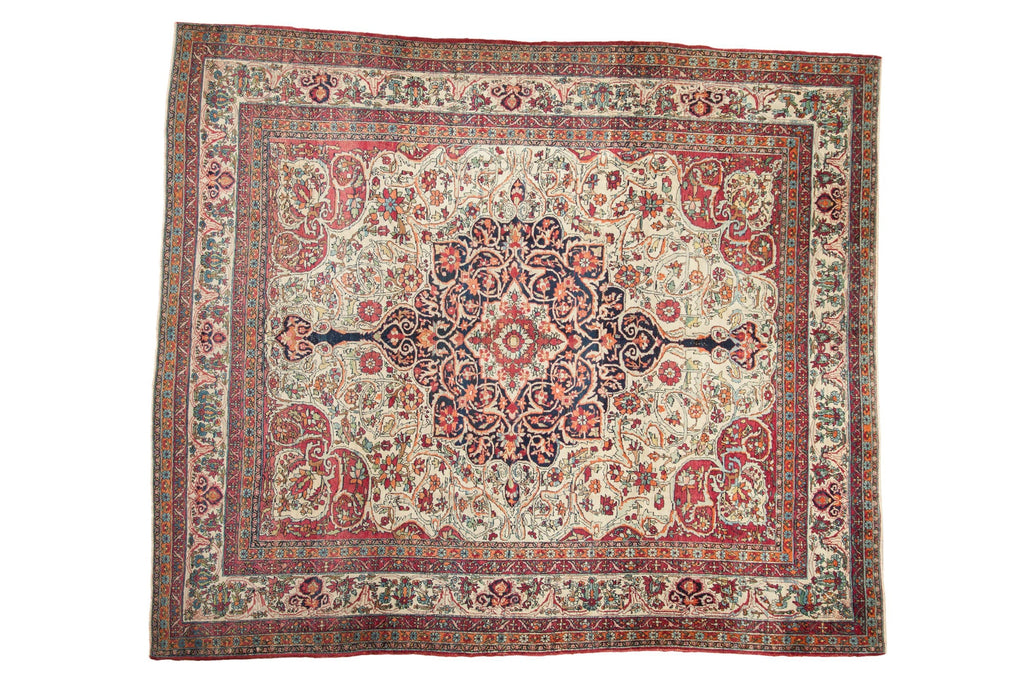 9x10 Antique Fine Kerman Square Carpet