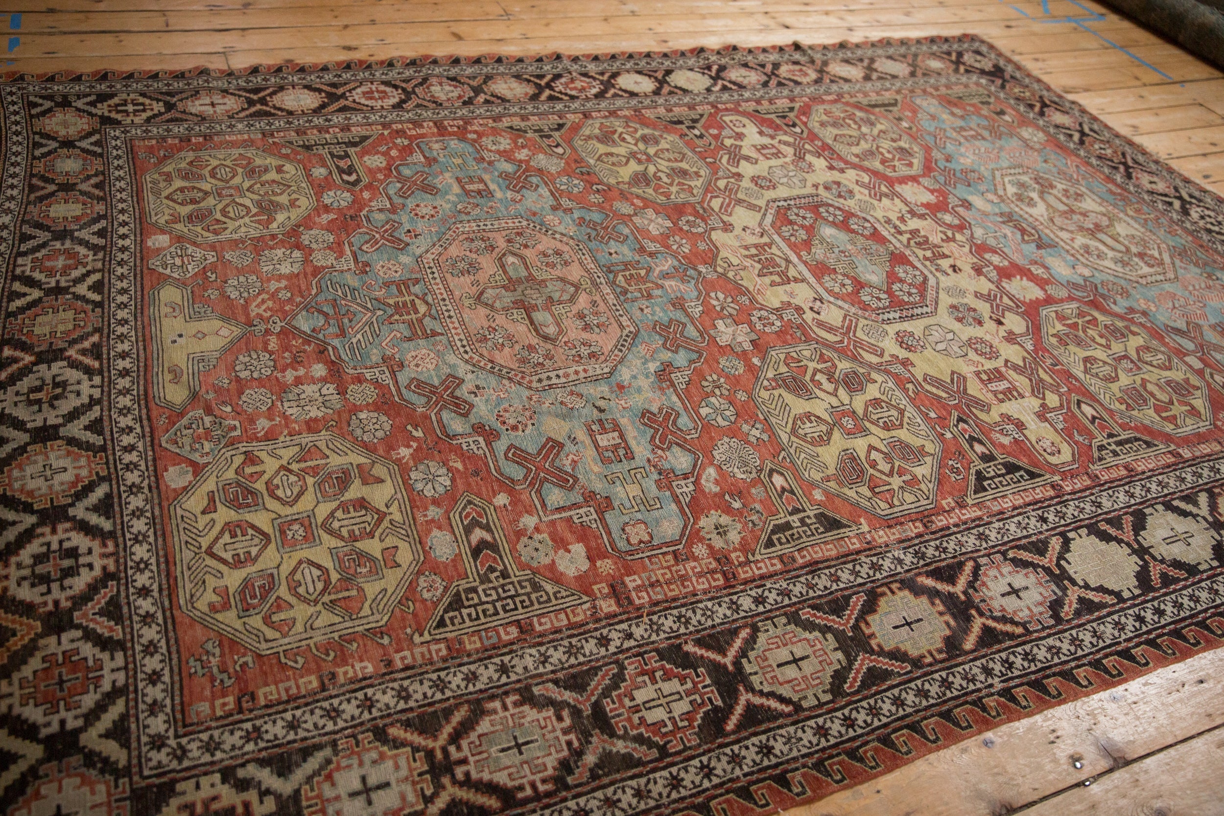 7x10 Antique Caucasian Soumac Carpet