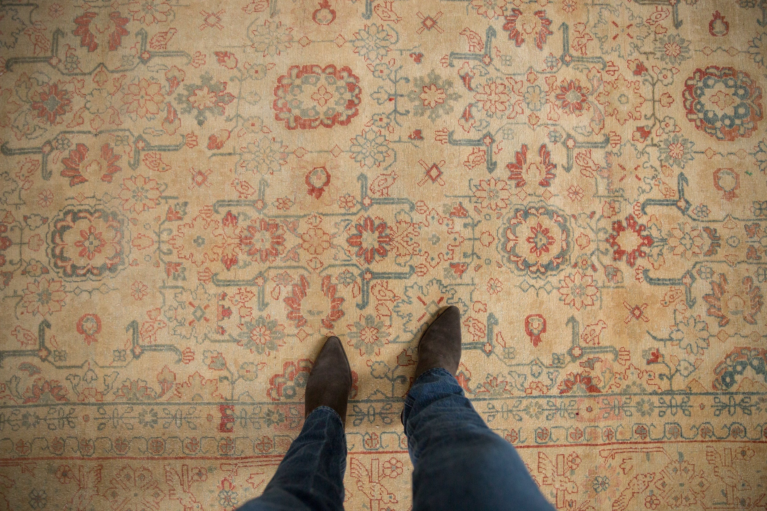 7x10.5 Vintage Distressed Tabriz Carpet
