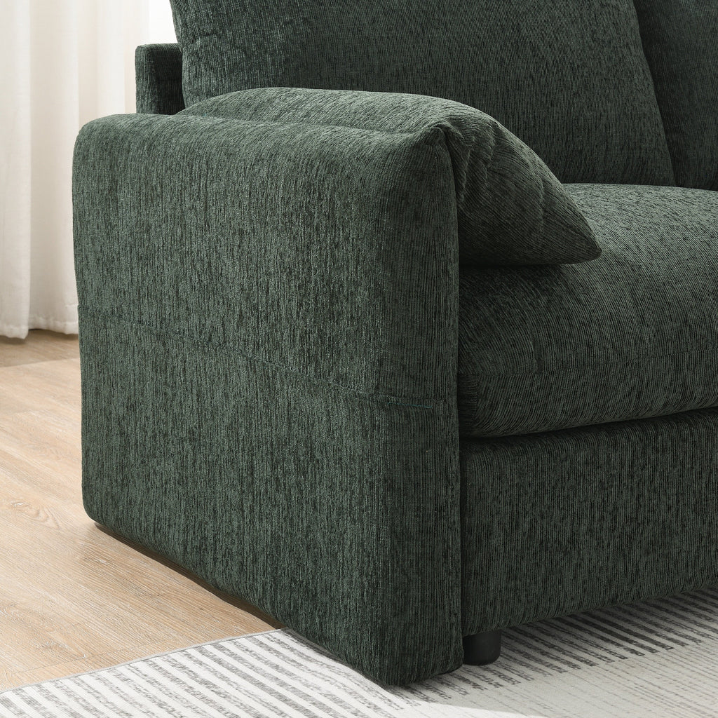 96.5'' Chenille Sectional Sofa with Storage Ottoman and Pockets,Adjustable Phone Holder,Wide Seat,4 Seat L Shaped Couch Set,Comfy Sofa with USB Charger for Living Room,Apartment,3 Colors