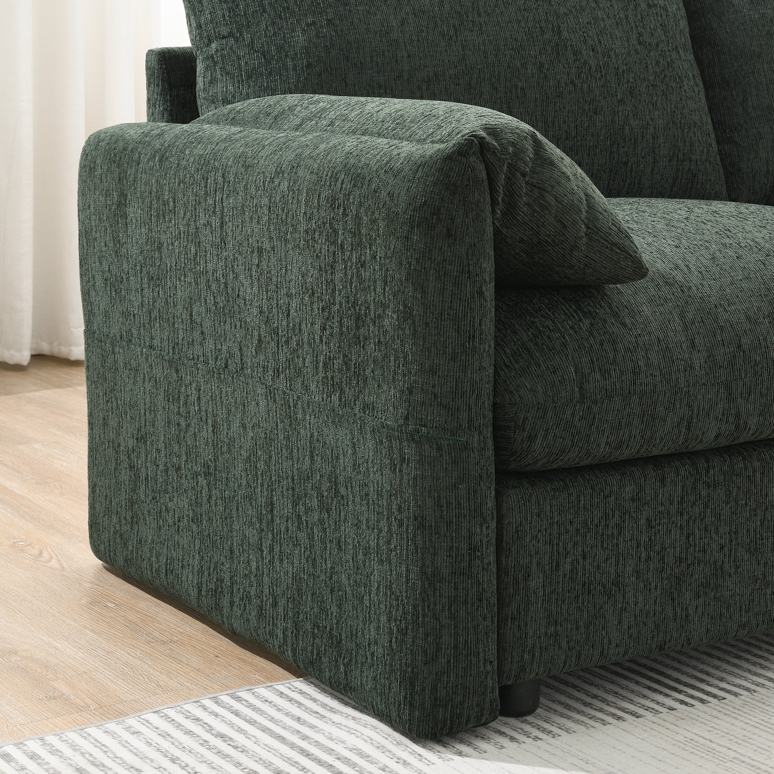 96.5'' Chenille Sectional Sofa with Storage Ottoman and Pockets,Adjustable Phone Holder,Wide Seat,4 Seat L Shaped Couch Set,Comfy Sofa with USB Charger for Living Room,Apartment,3 Colors