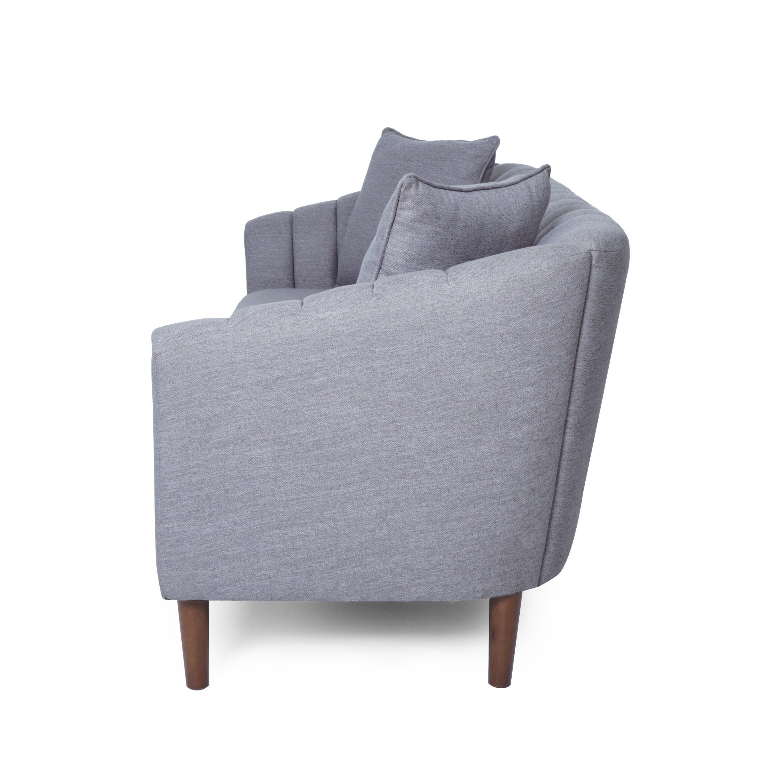 Contemporary 3-Seater Sofa with Plush Accents and Button Tufted Diamond Stitching in Grey Fabric