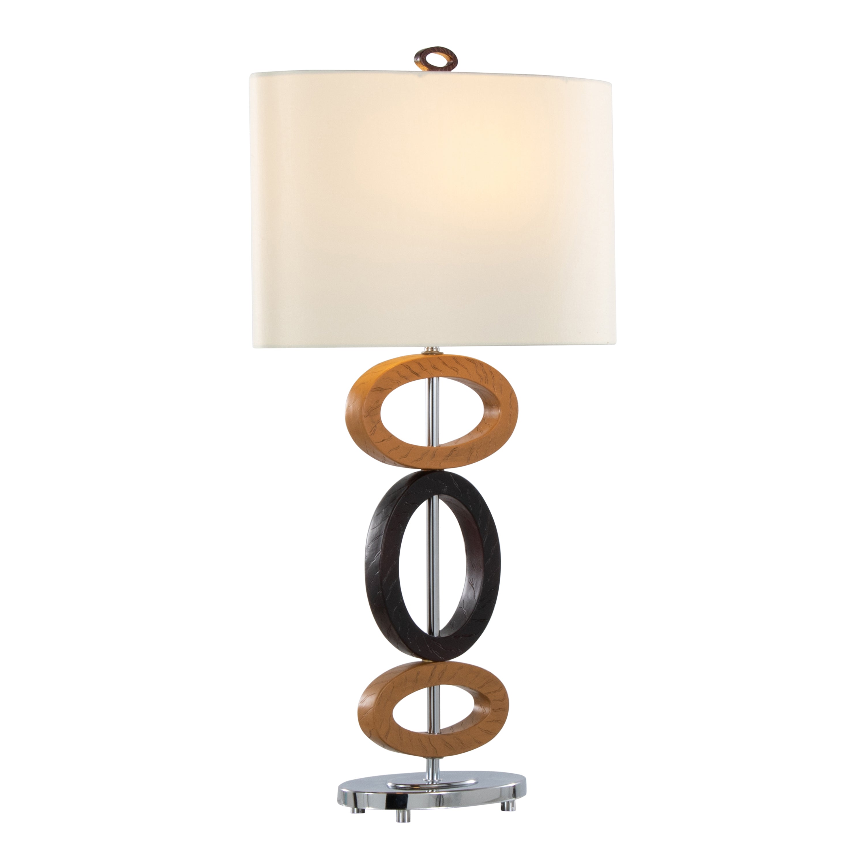 Hoops 29' Polyresin Table Lamp in Cedar Wood and Bronze Polyresin with Chrome Metal Accents and White Linen Shade from Grandview Gallery by LumiSource - Set of 2