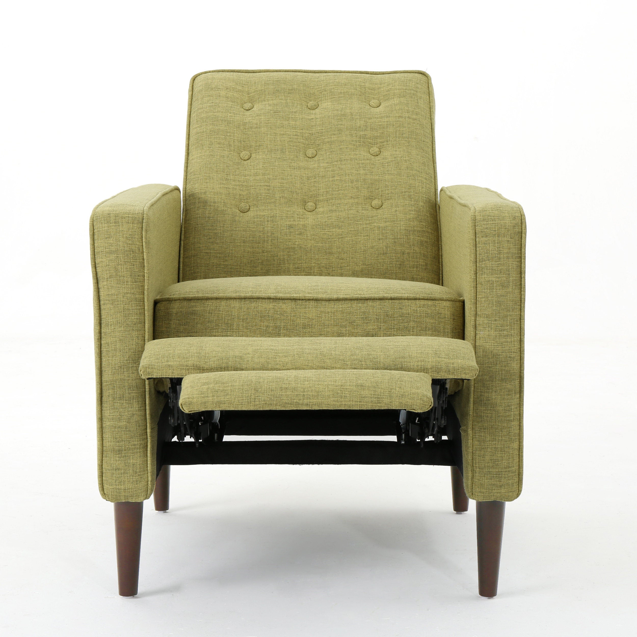 Macedonia Mid-Century Modern Button Tufted Fabric Recliner