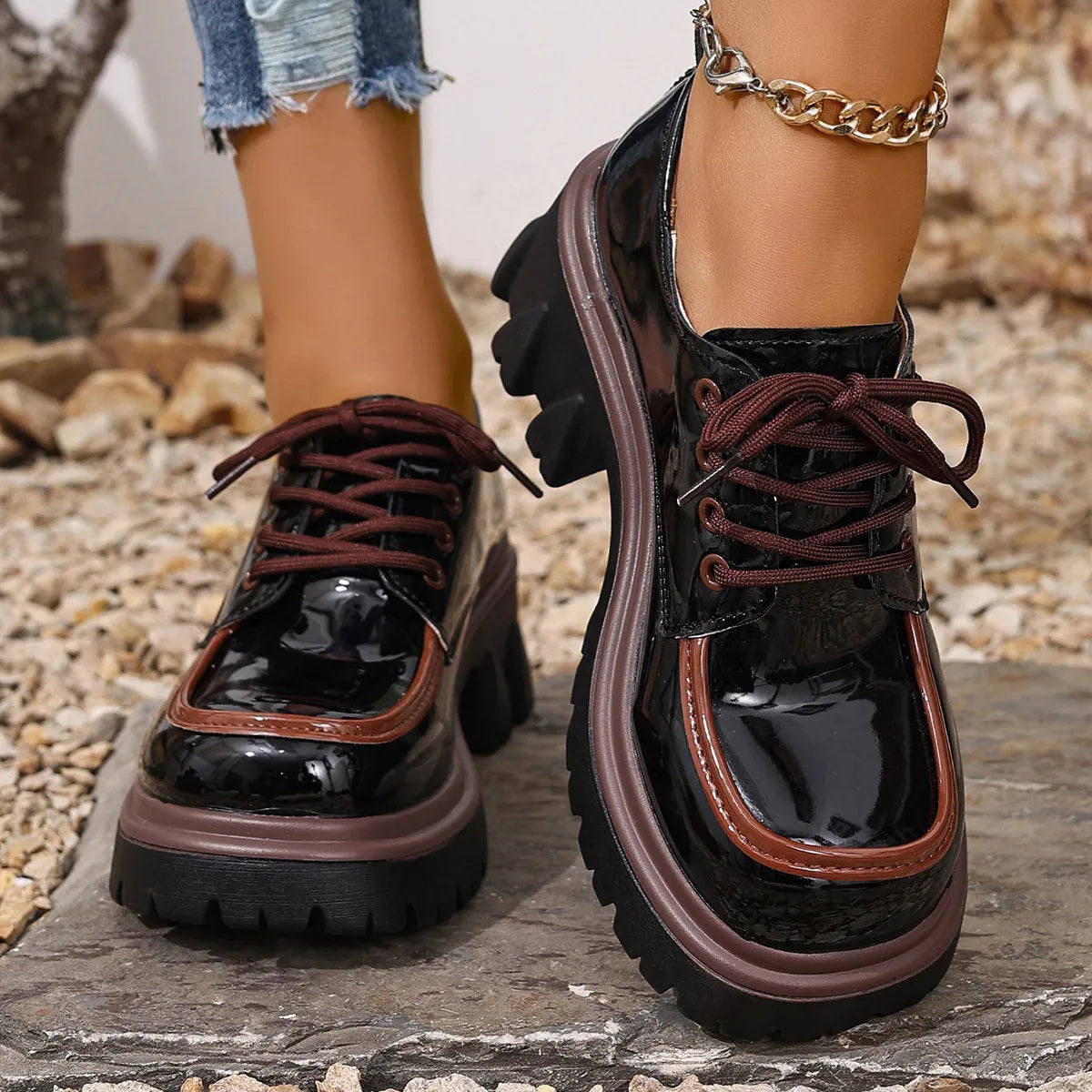 Round Toe Block Heels Loafers