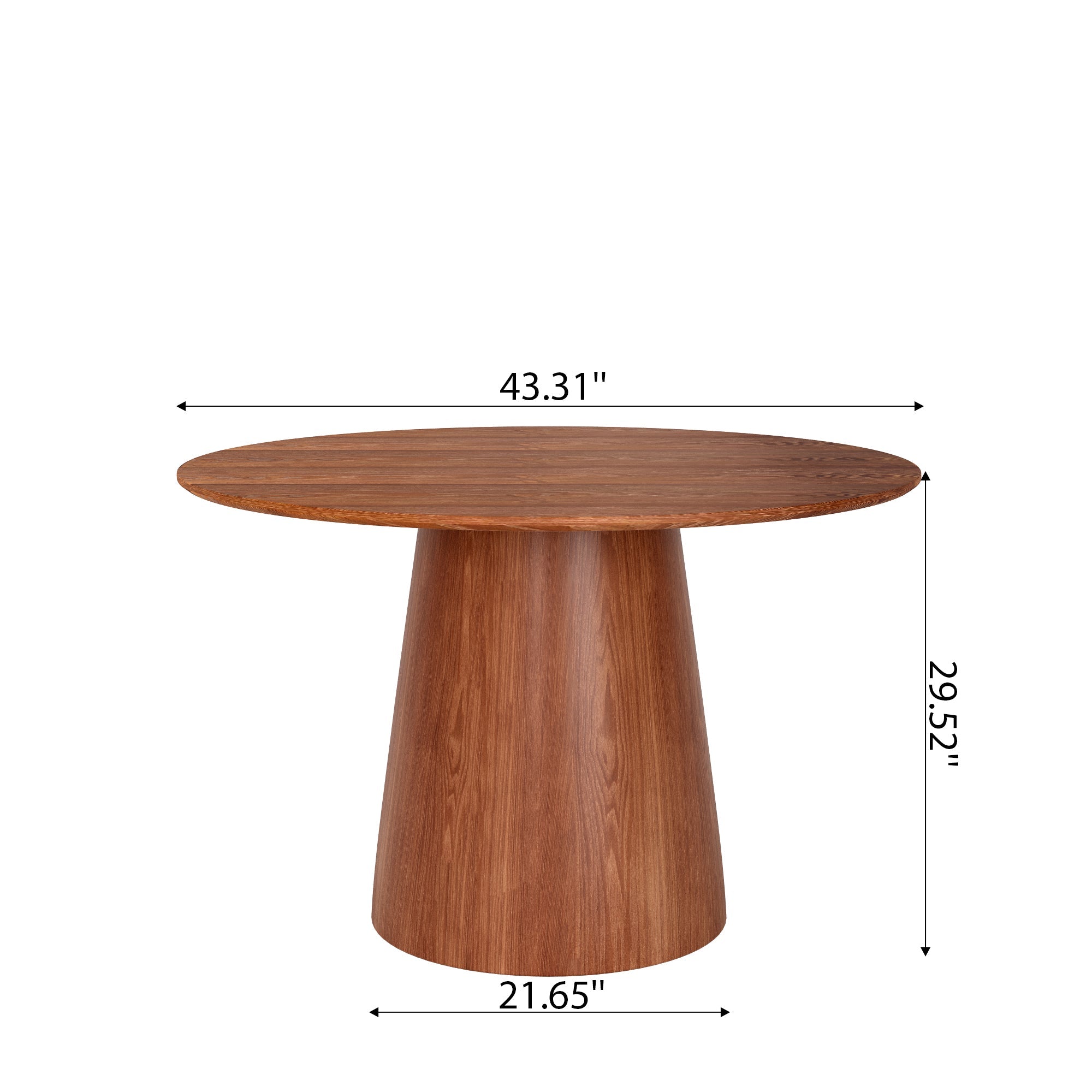 43' Round Walnut Color Solid Wood Small Dining Table with Solid Wood Tabletop For 2-4 People