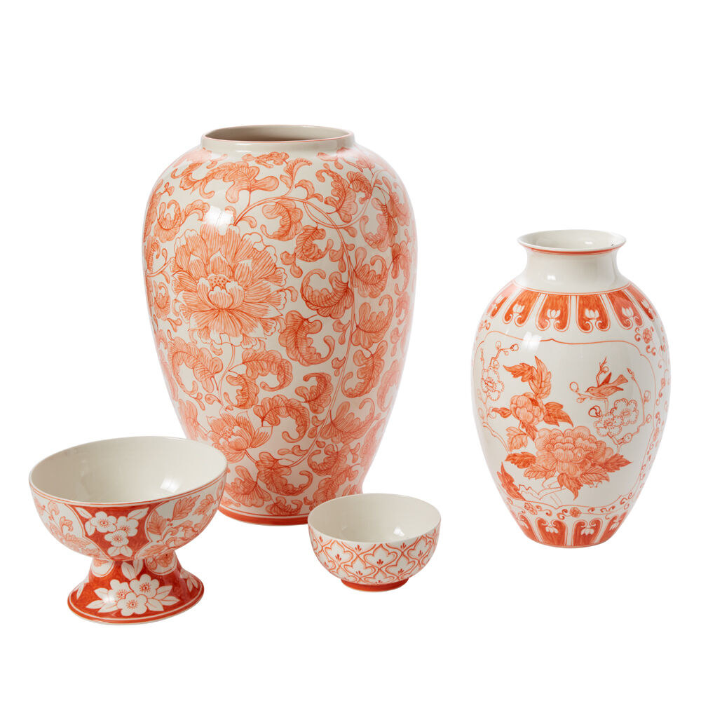 Coral Chinoiserie Vase