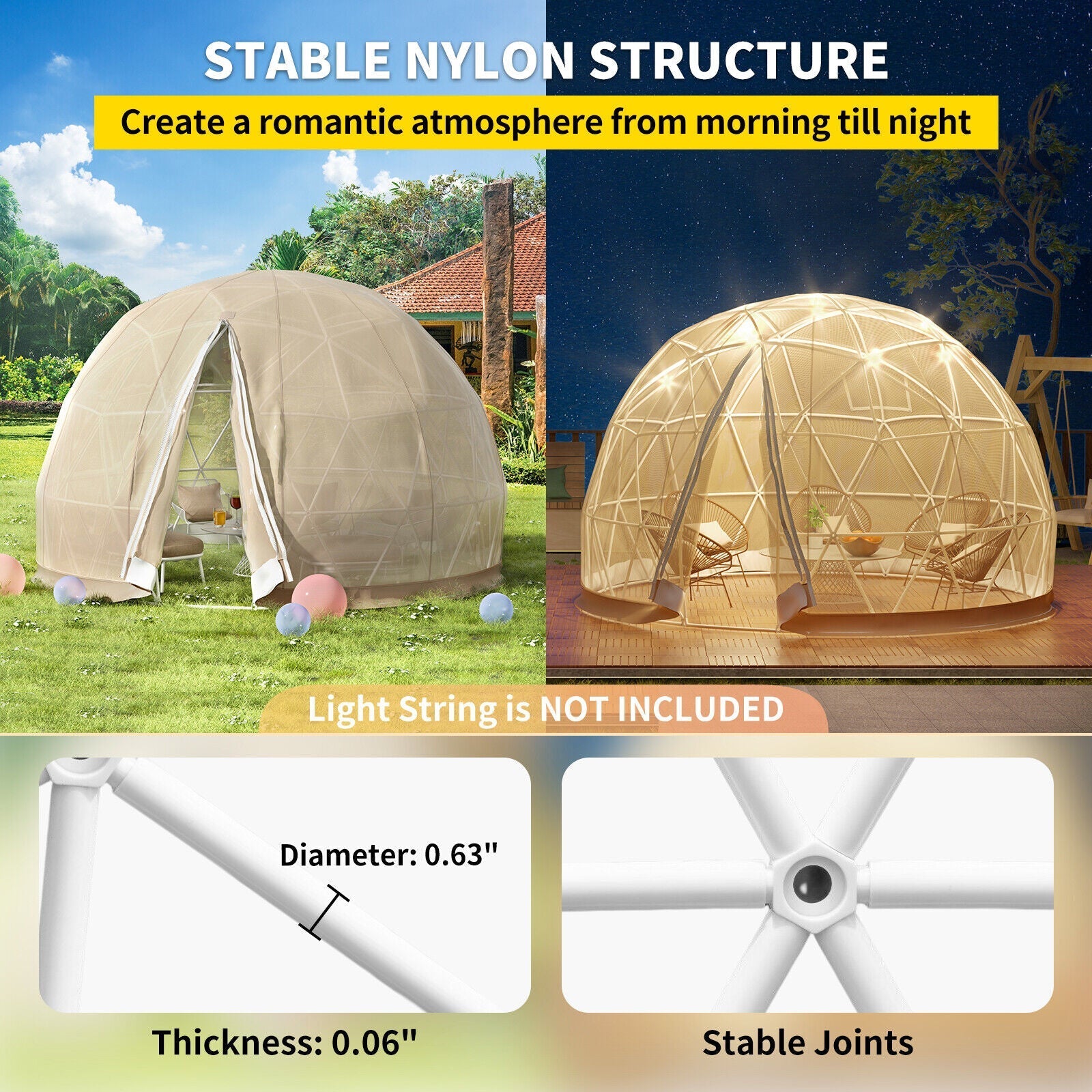 Extra Large 10 Person Outdoor Igloo Garden Greenhouse Dome Tent, 12FT (94316275)