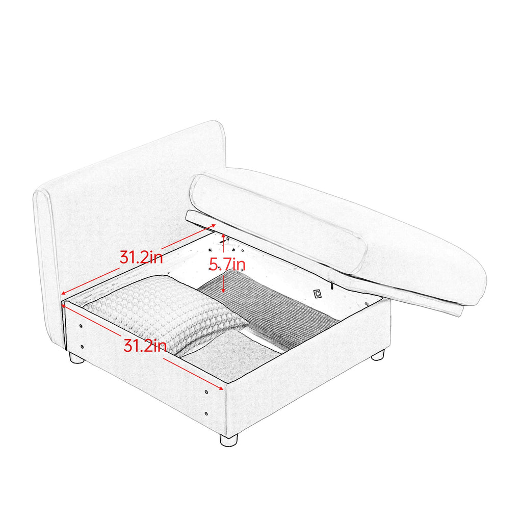 Large Modular Sectional Sofa Sectional Couch with Storage Chenille Sectional Sofa for Living Room, Cylindrical Backrest and Armrests 6 Seats,White