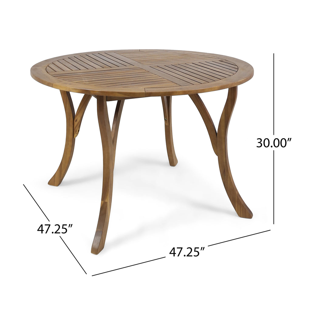 HERMOSA 47 Outdoor Acacia Wood Table with Teak Finish and Circular Design
