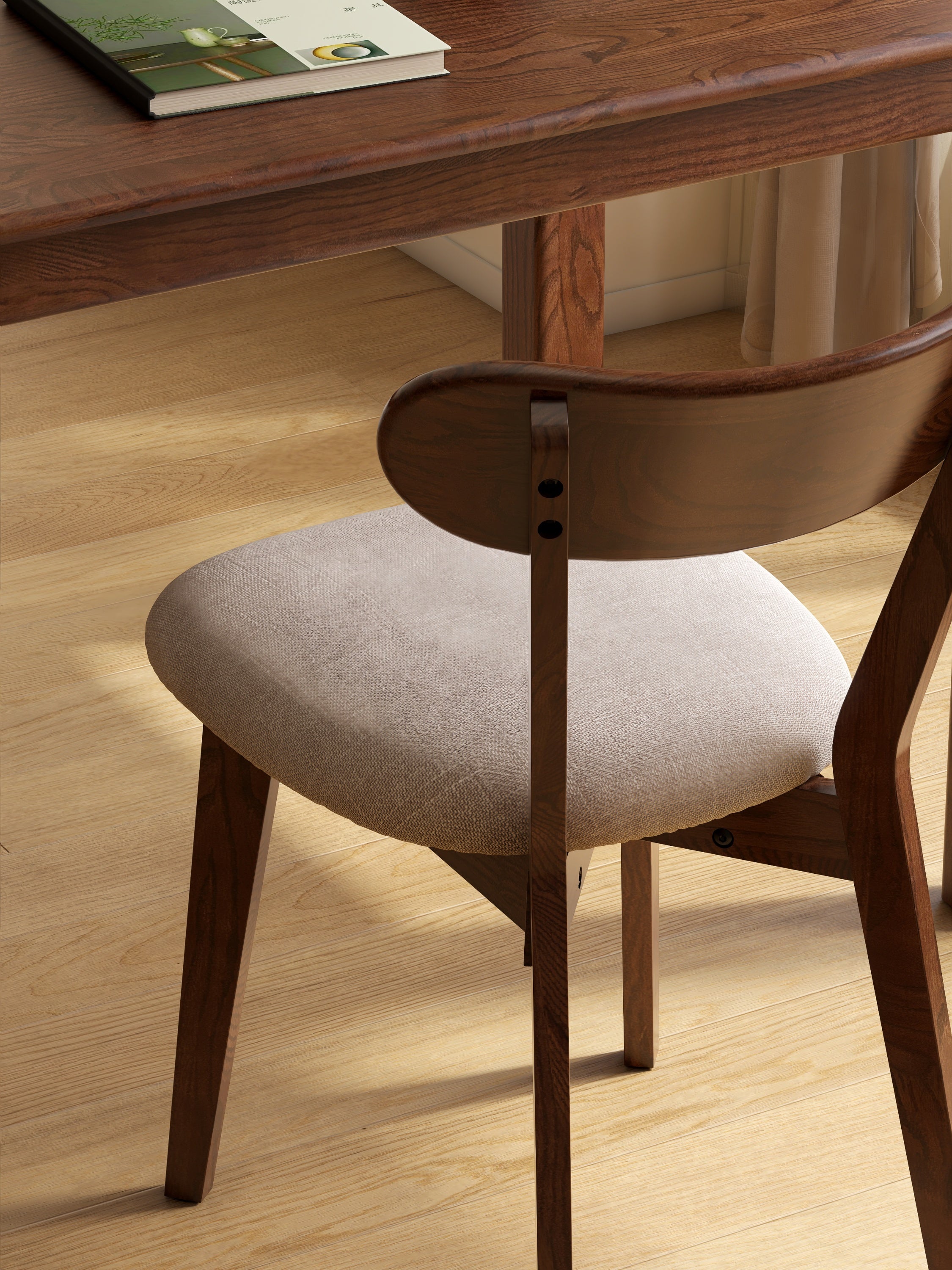 Walnut Color Dining Chair Wooden FAS Grade Oak Natural Wood Made in North America 100% Dirt-free Wood Chair Solid Chair Table Chair Wooden Living Room Chair Simple And Natural 47.5 * 55.5 * 78cm