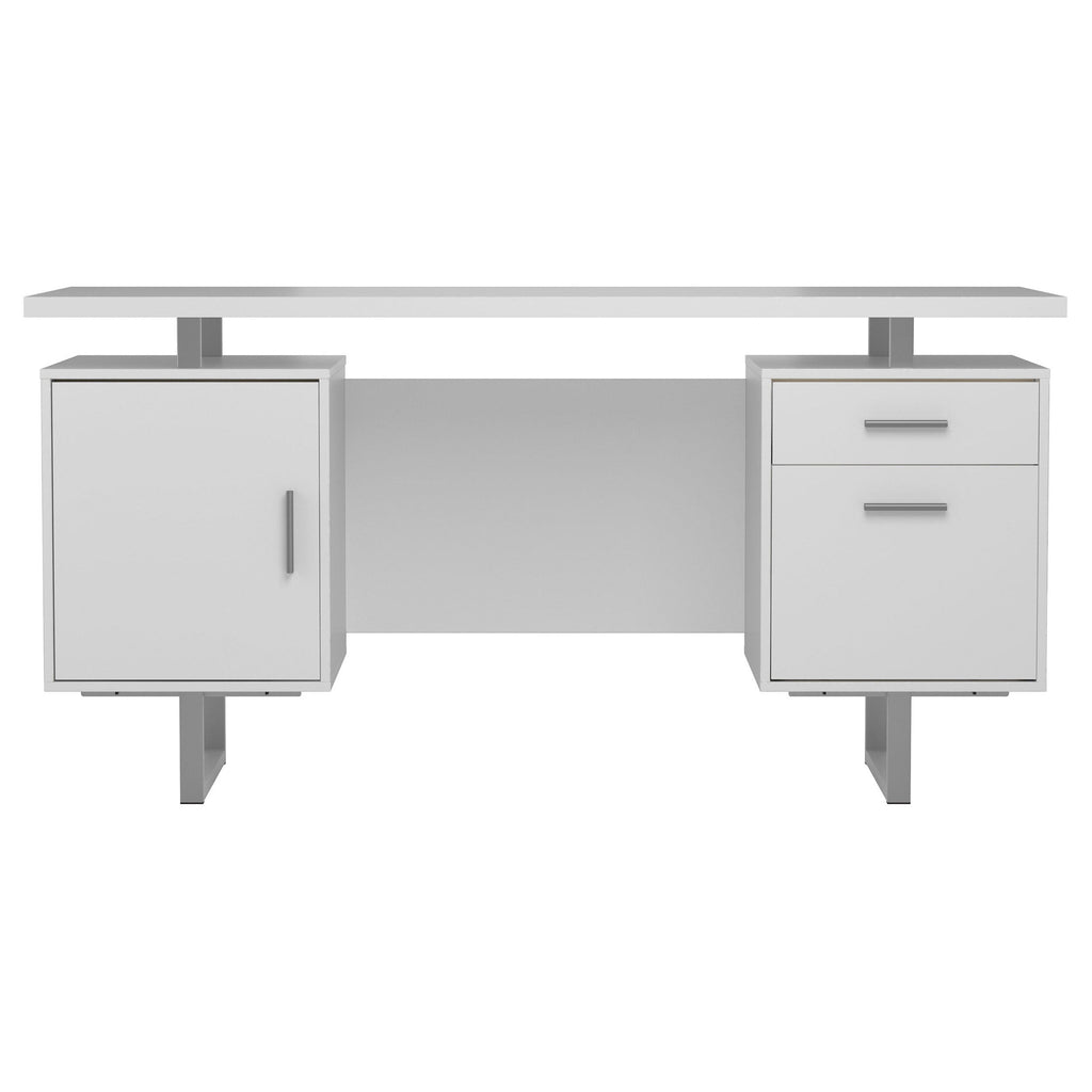 Jensen White High Gloss 2-Drawer Computer Desk