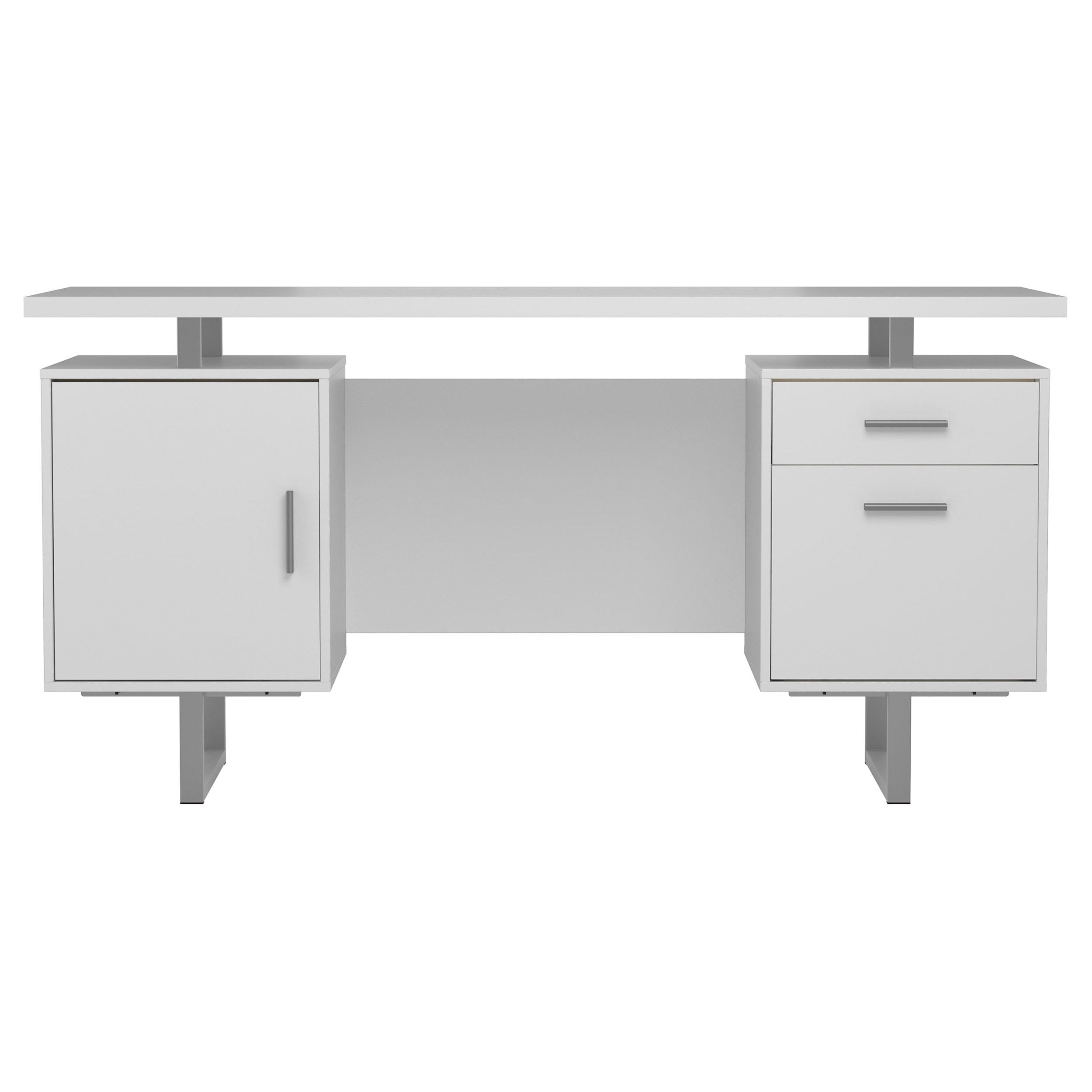 Jensen White High Gloss 2-Drawer Computer Desk