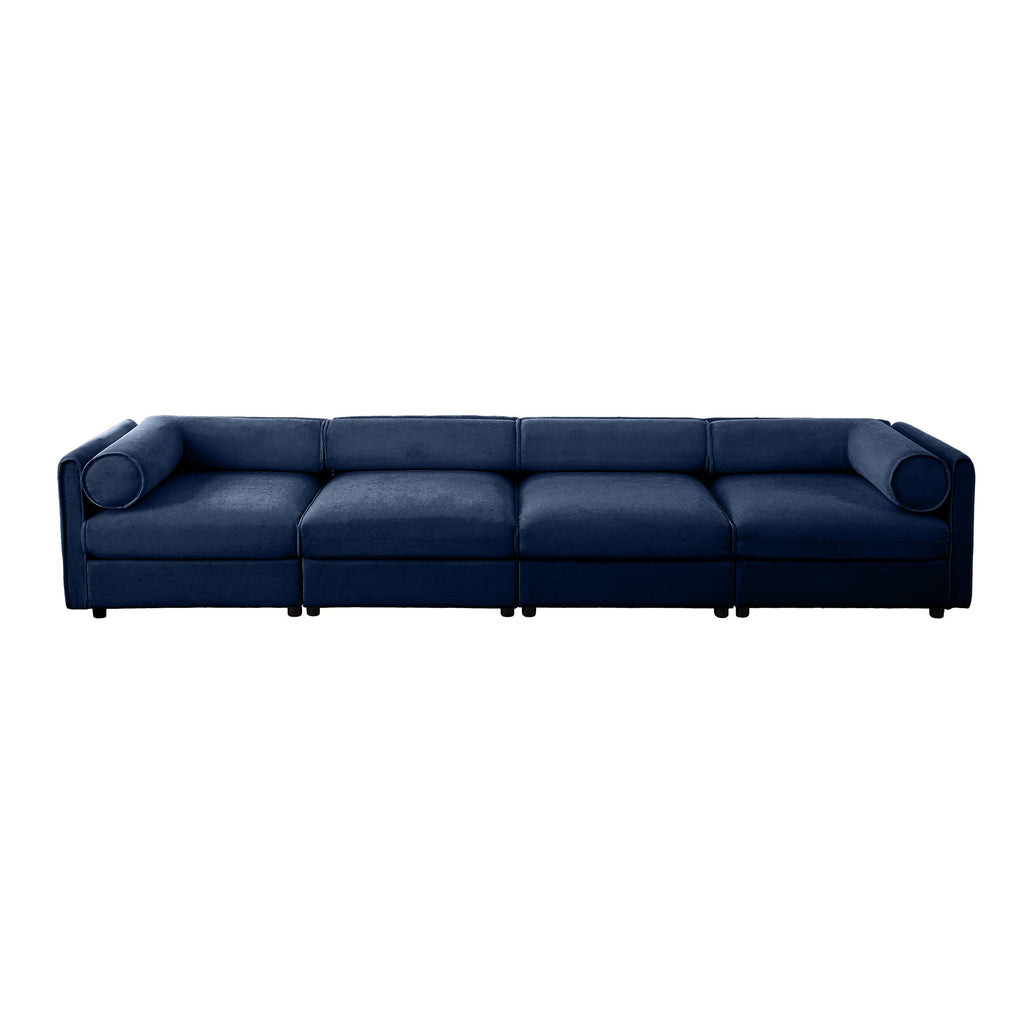 Modular Sectional Sofa with Storage, Cylindrical Backrest and Armrests Deep Comfortable Seating,Durable and Supportive for Living Room,4 Seat Sofa,Blue
