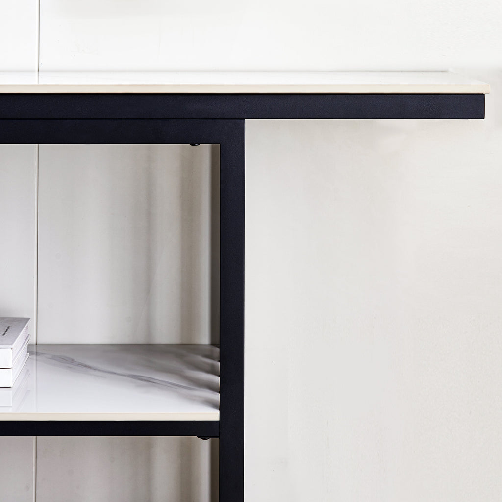 Modern Console Table, Metal Frame with Adjustable foot pads for Entrance, Corridor, Living room & Office.(Black)