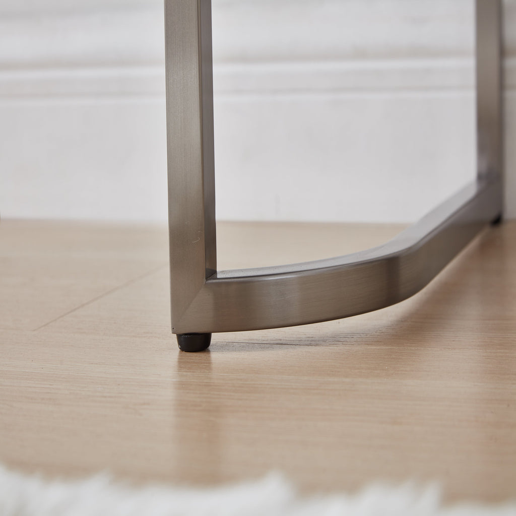 39' Mirrored Makeup Vanity Table with Stainless Steel Base, Mirrored Console Dressing Table with 2 Drawers,Versatile Desk for Bedroom and Office, Silver