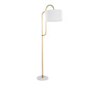 Leslie 63' Glam/Art Deco Metal Floor Lamp in White Marble and Gold Metal with White Linen Shade by LumiSource